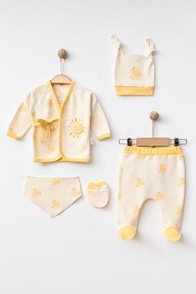 BABYLİM Unisex Bebek Hastane Çıkışı Güneş Desenli Yandan Bağlamalı %100 Pamuk...