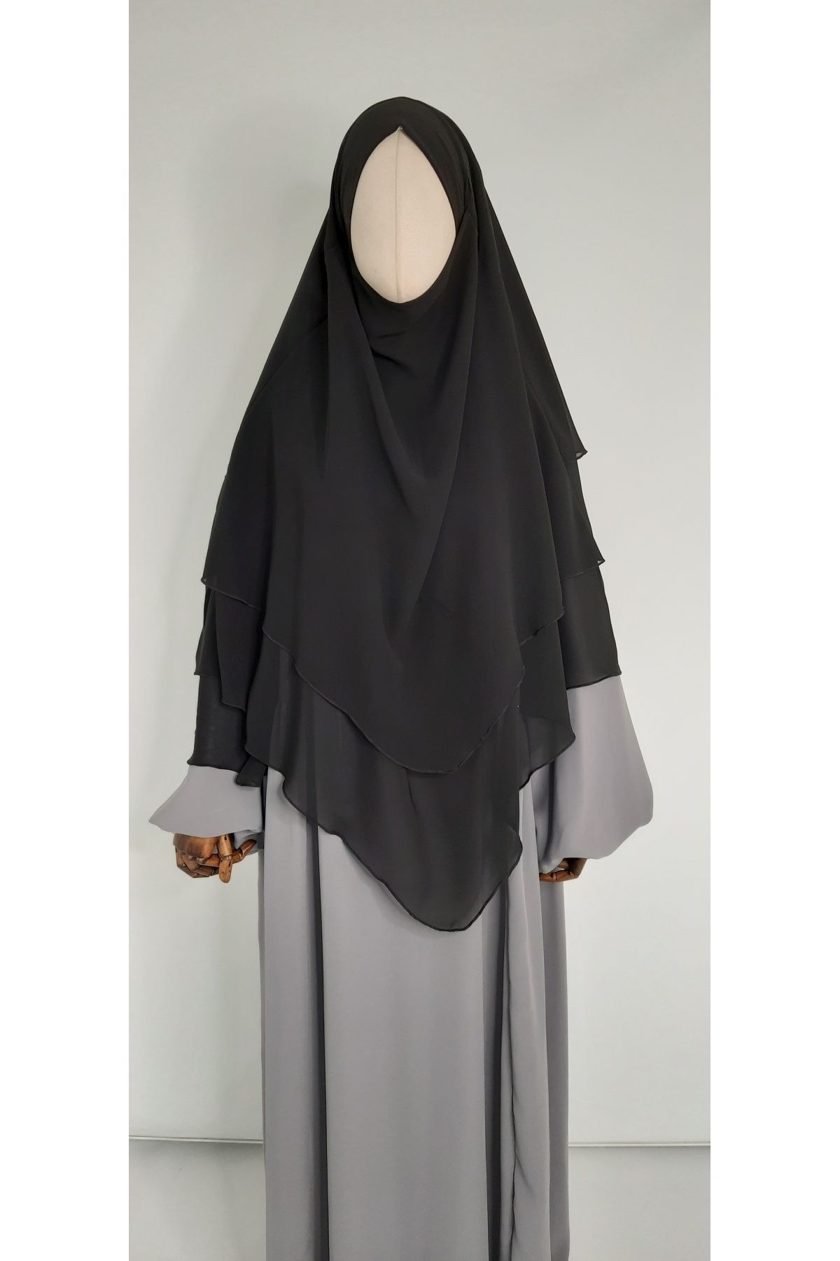 R&S modibone-Black Multi Siphon 3-Layer Souffler Scarf - Medium Hijab 1