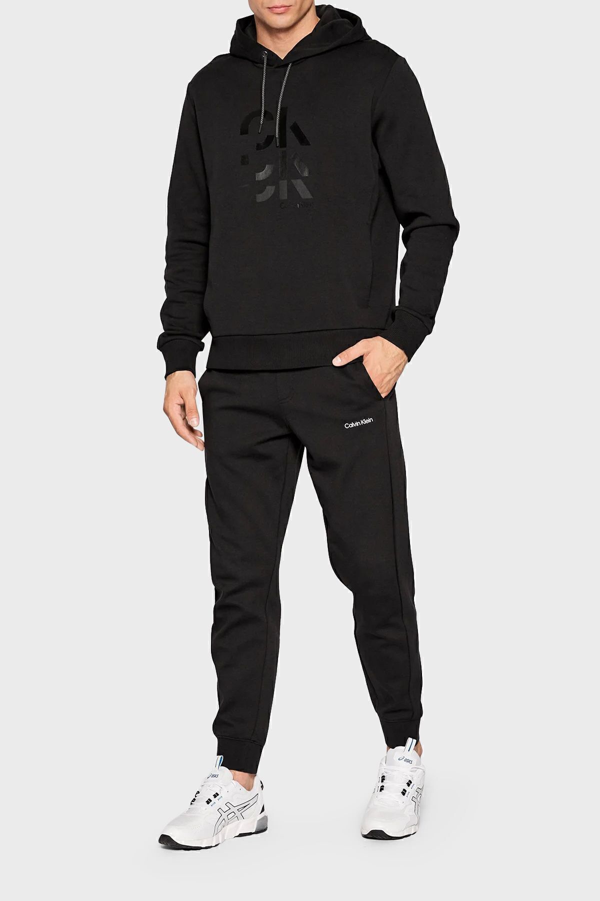 شلوار نخی کمردار با تناسب معمولی جوگر K10K109940BEH شلوار مردانه K10K1 Calvin Klein