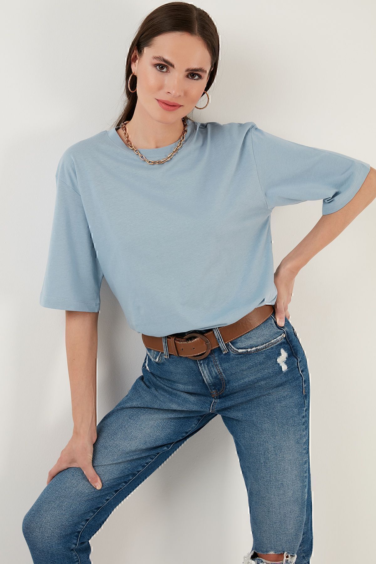 Lela-Cotton Oversize Crew Neck T Shirt T Shirt 5864562 6