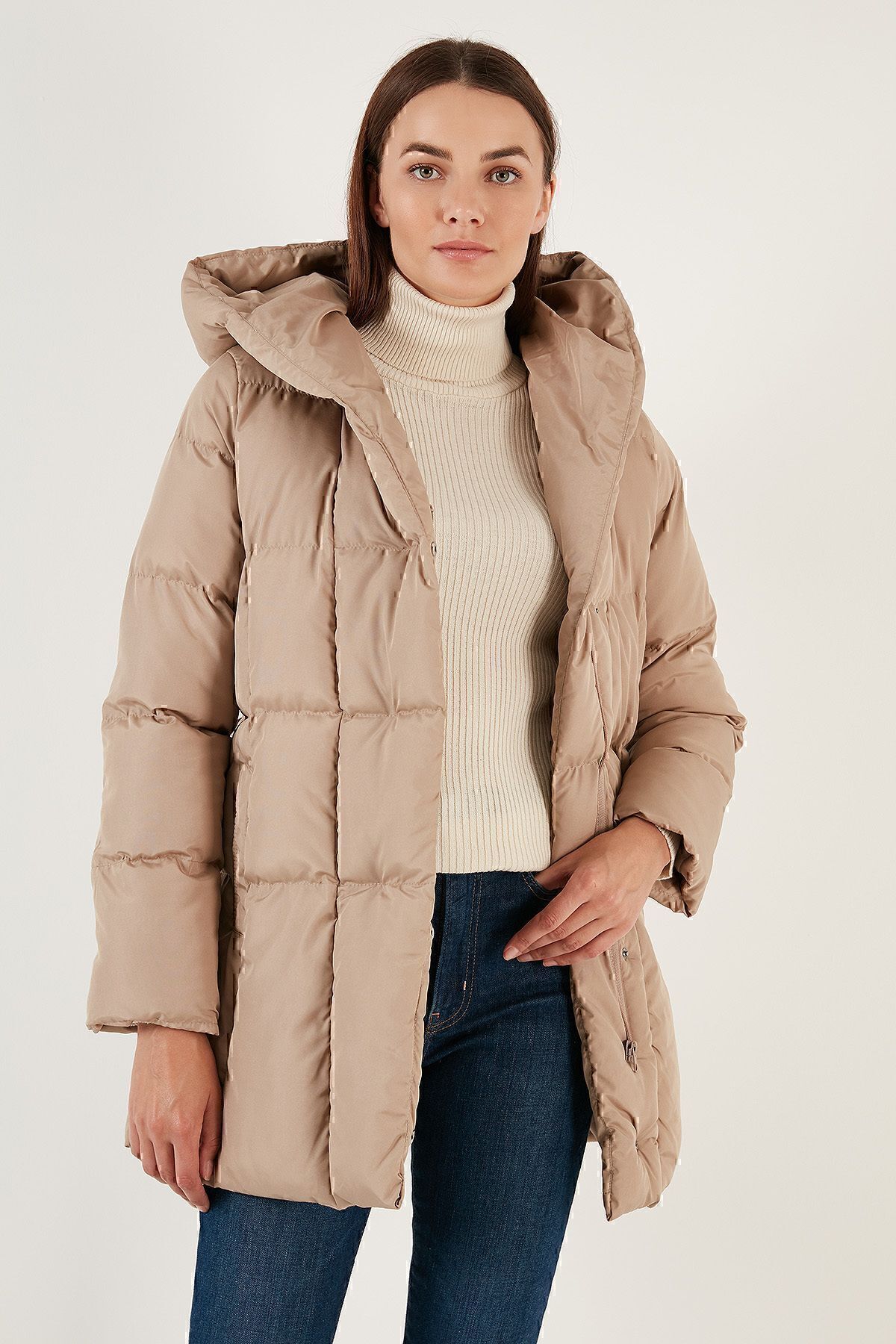 Lela-Pocketed Belted Hooded Regular Fit Winter Puffer Coat COAT 55650154 3