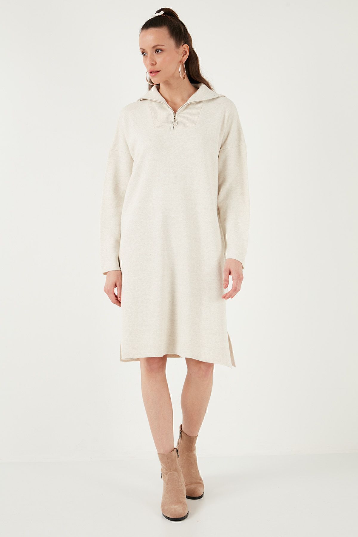 Lela-Rochie de tricotaj - cu jumătate de fermoar și fante 4615213 5