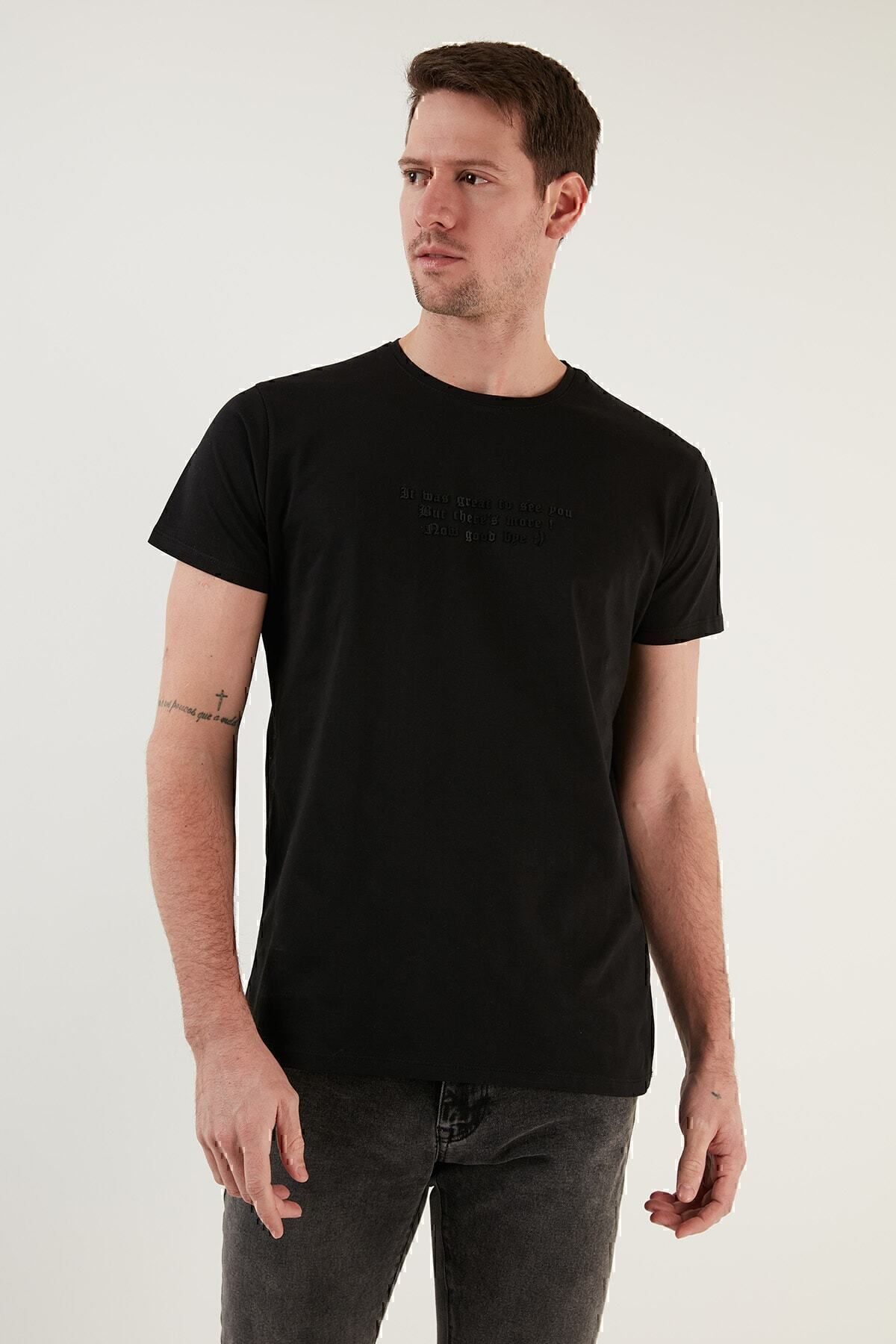 تیشرت مردانه مشکی بوراتی | 541THEMAS اورجینال - تصویر 4