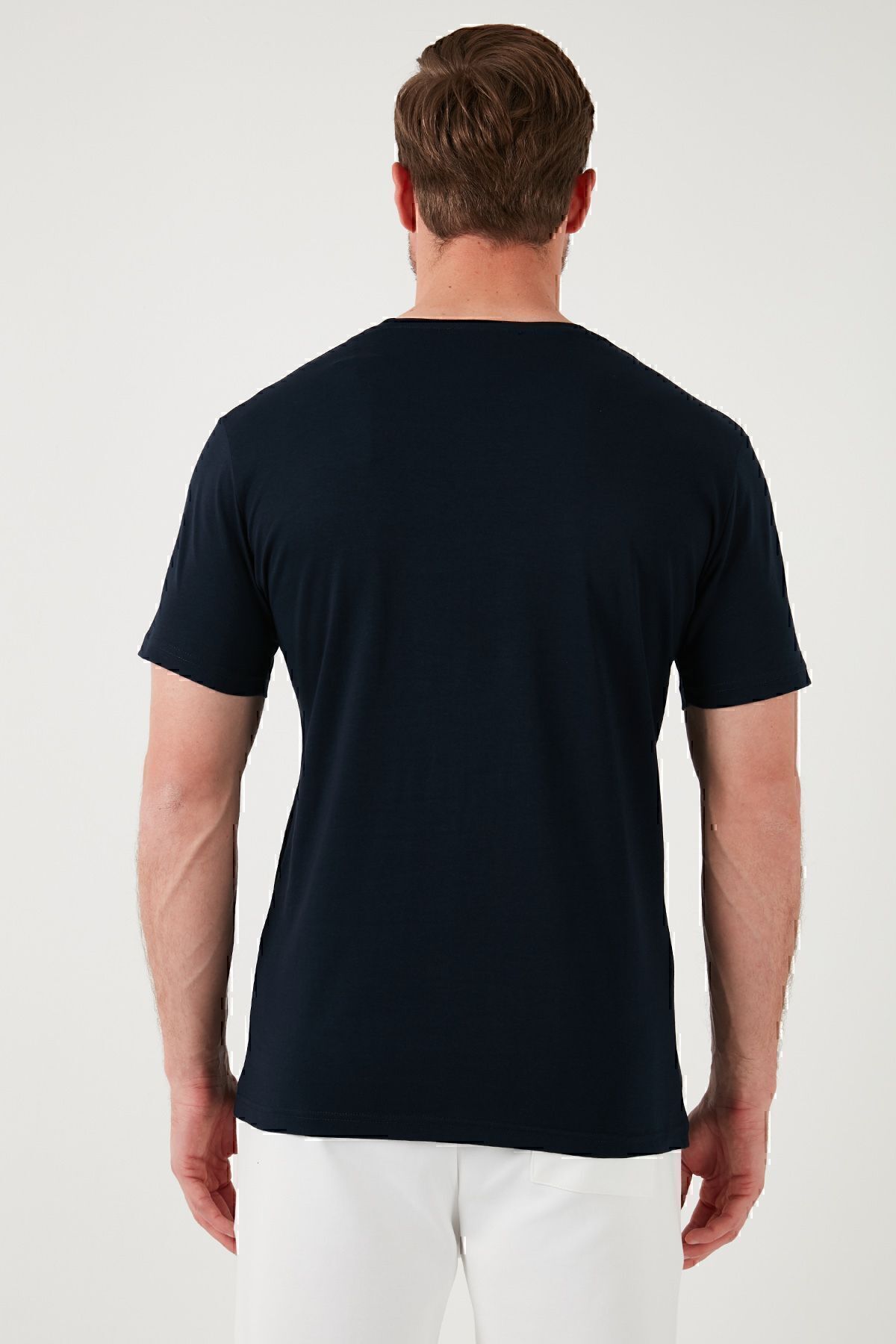 تیشرت مردانه آبی سرمه ای بوراتی | 646R7930 اورجینال - تصویر 5