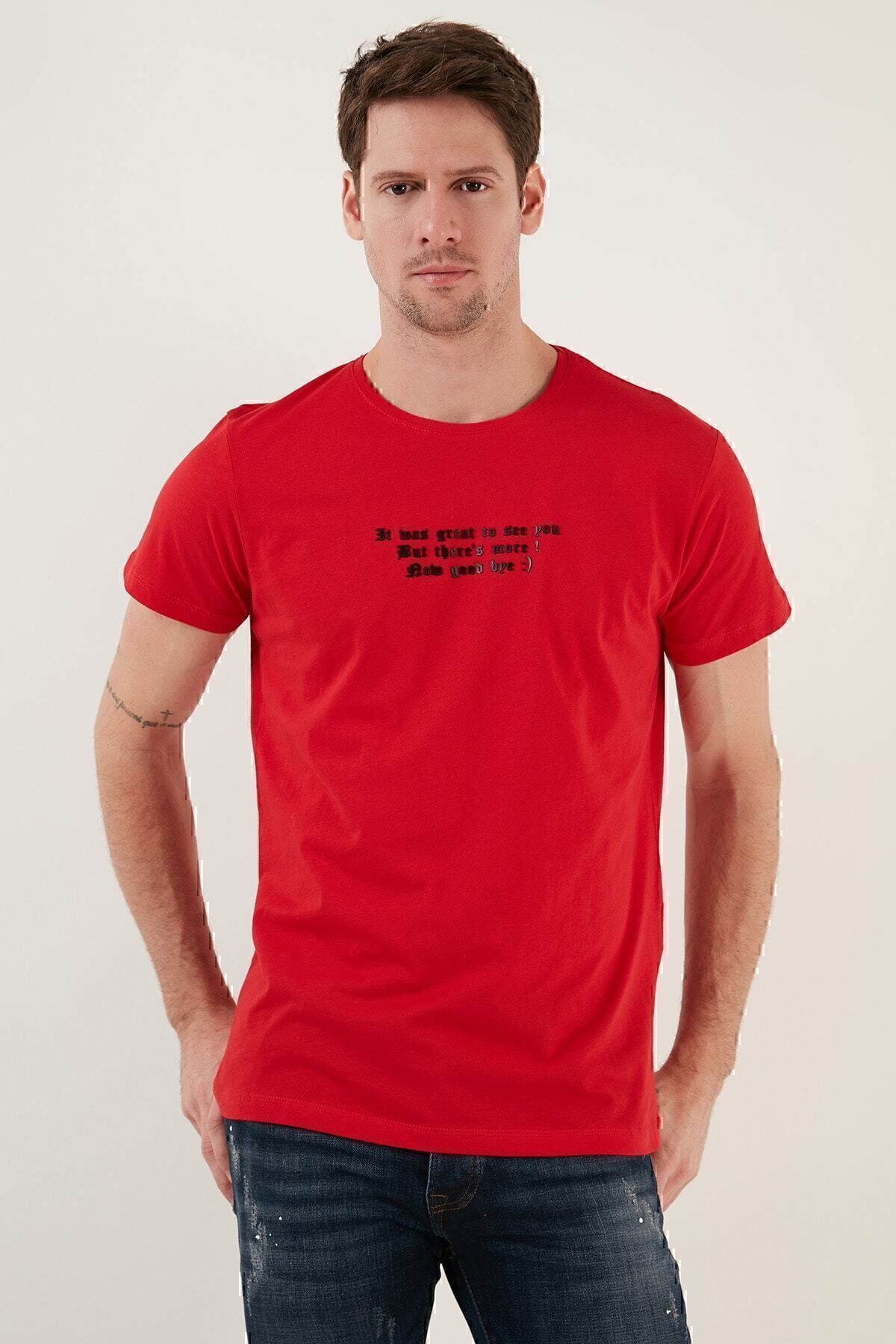 تیشرت مردانه قرمز بوراتی | 541THEMAS اورجینال - تصویر 6