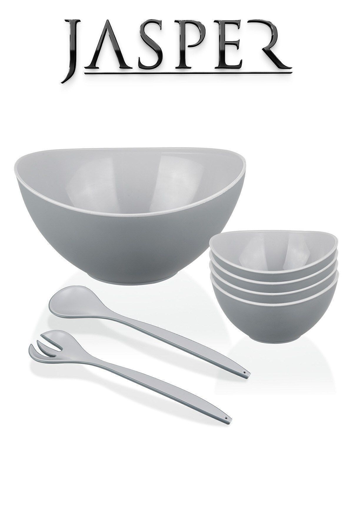 JASPER-JPR-0112 Light Gray Multi-Purpose Luxury 7 Piece Salad Serving Set Serving Bowl Presentation Set 2