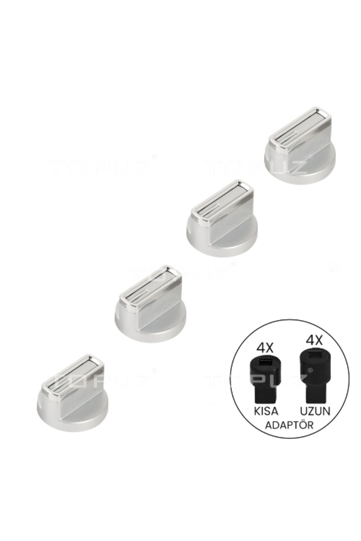 Arçelik Beko Altus Ankastre Ocak 4 Adet Düğme Kontrol Düğmesi Gri 110246252 inox krom çizğili