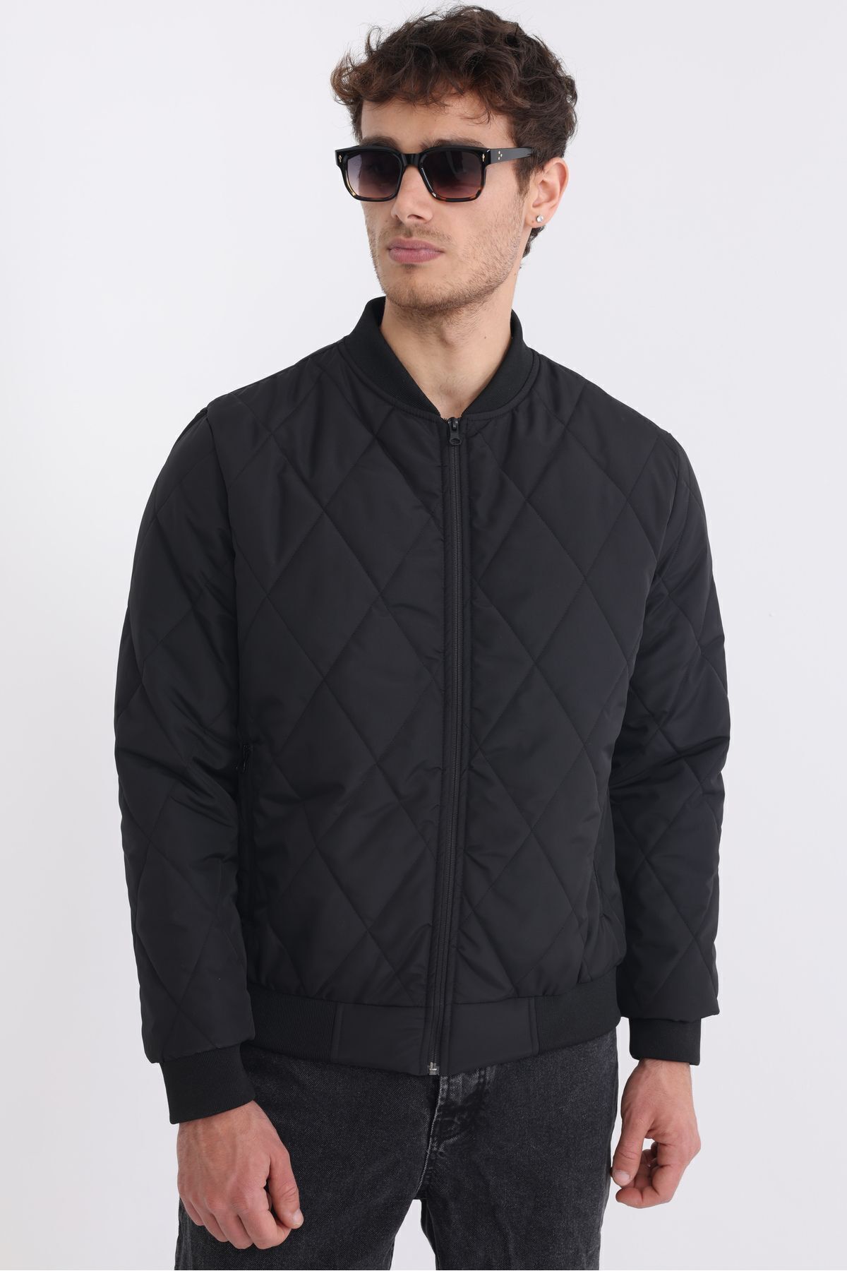 D1fference-Men's Black Lined Windproof Hooded Lightweight Seasonal Jacket 3