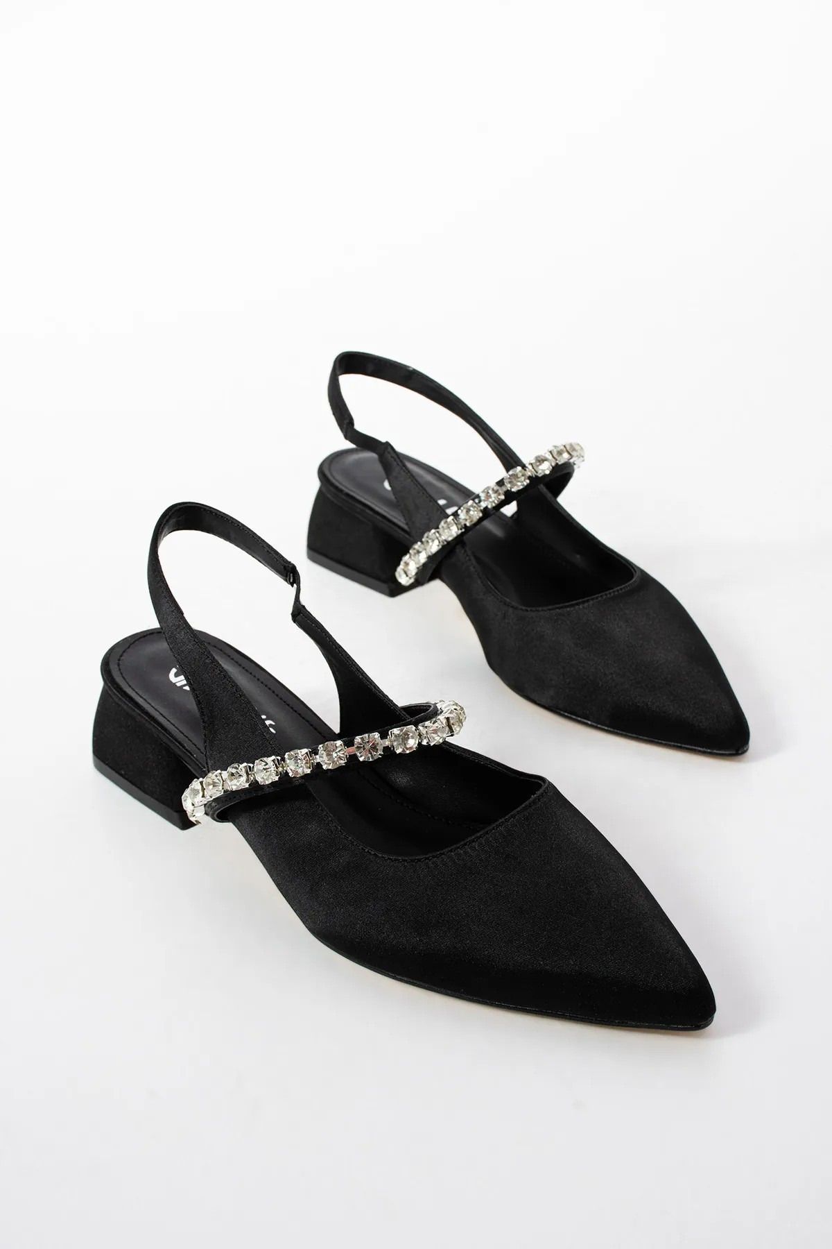 SHOW LİFE-Pantofi din satin cu toc de piatră 3