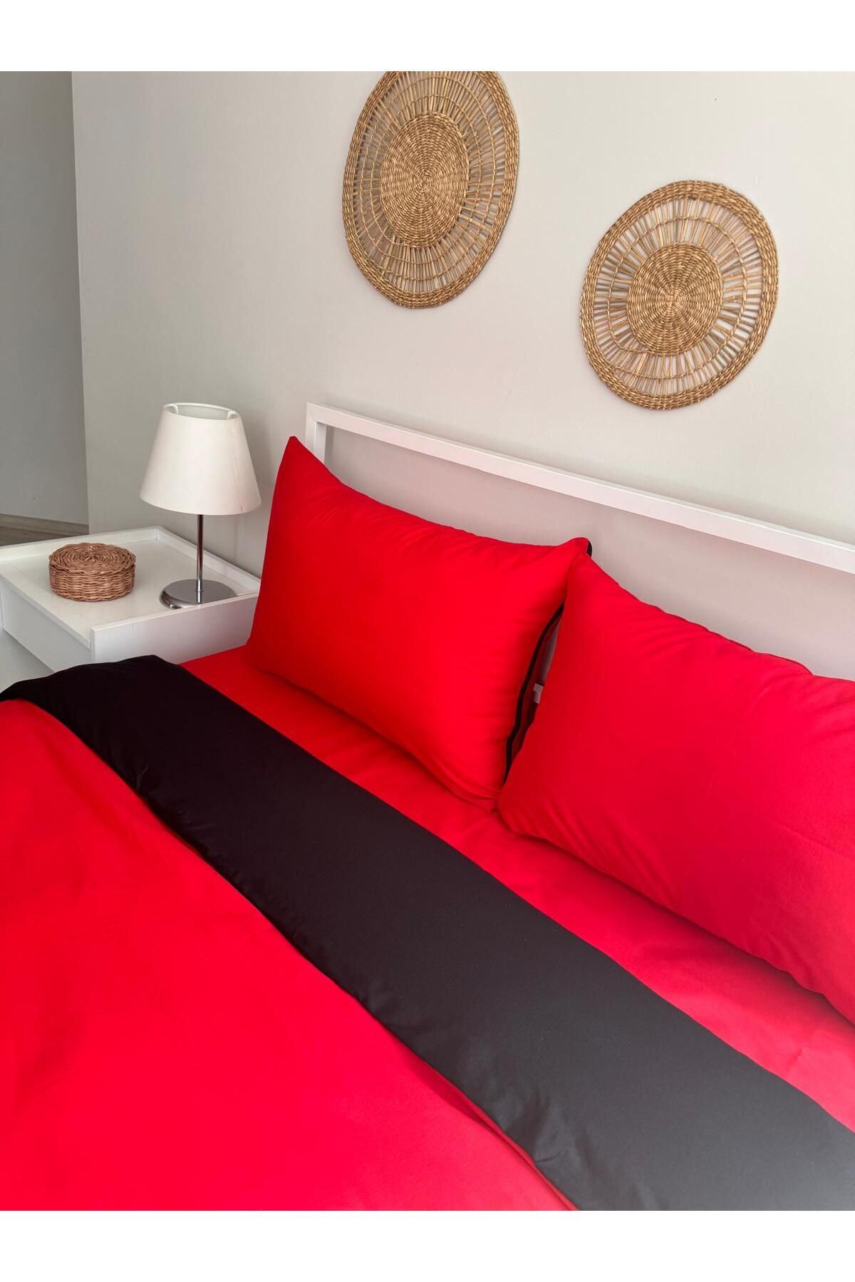 üntaş-Red Double Sided Unity Duvet Cover and 2 Pillowcases - Double 2