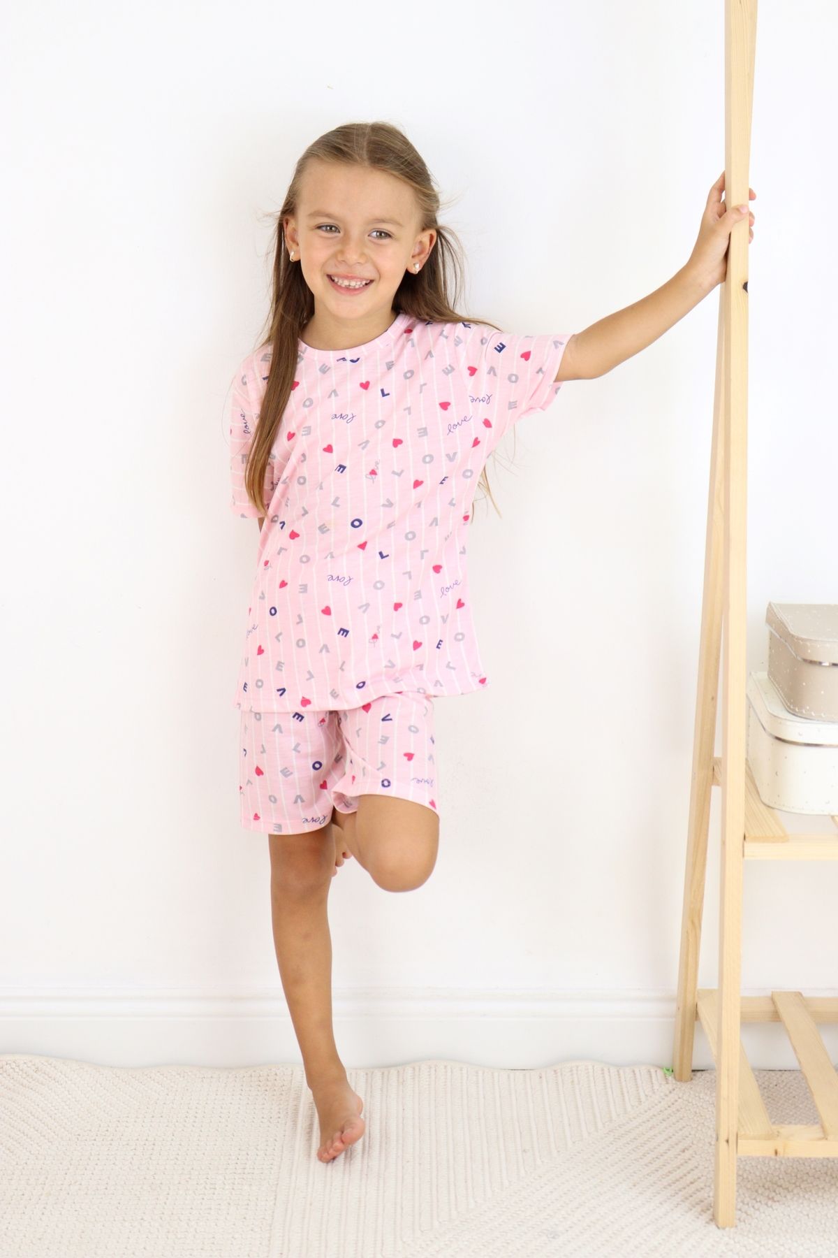 Harika KIDS-Girl's Pajama Set with Shorts - Cotton Combed Fabric 5