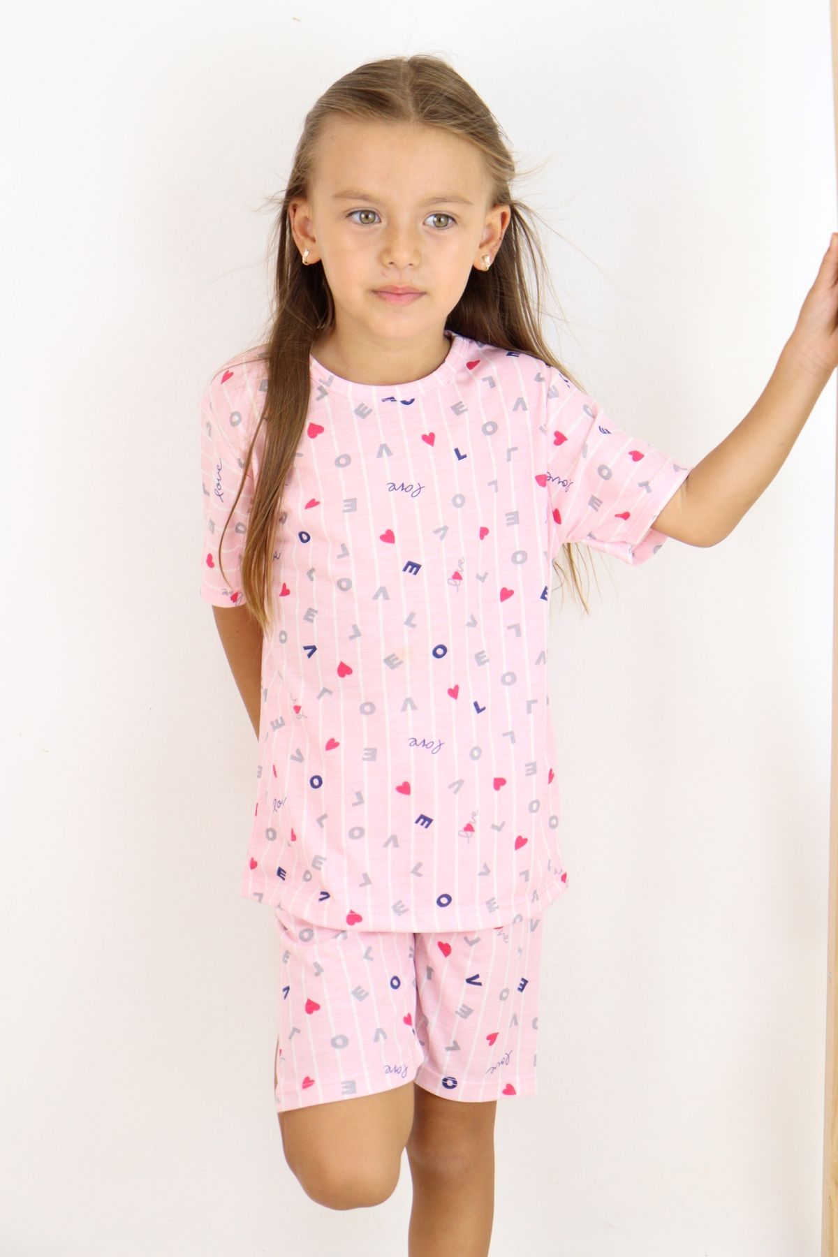 Harika KIDS-Girl's Pajama Set with Shorts - Cotton Combed Fabric 4