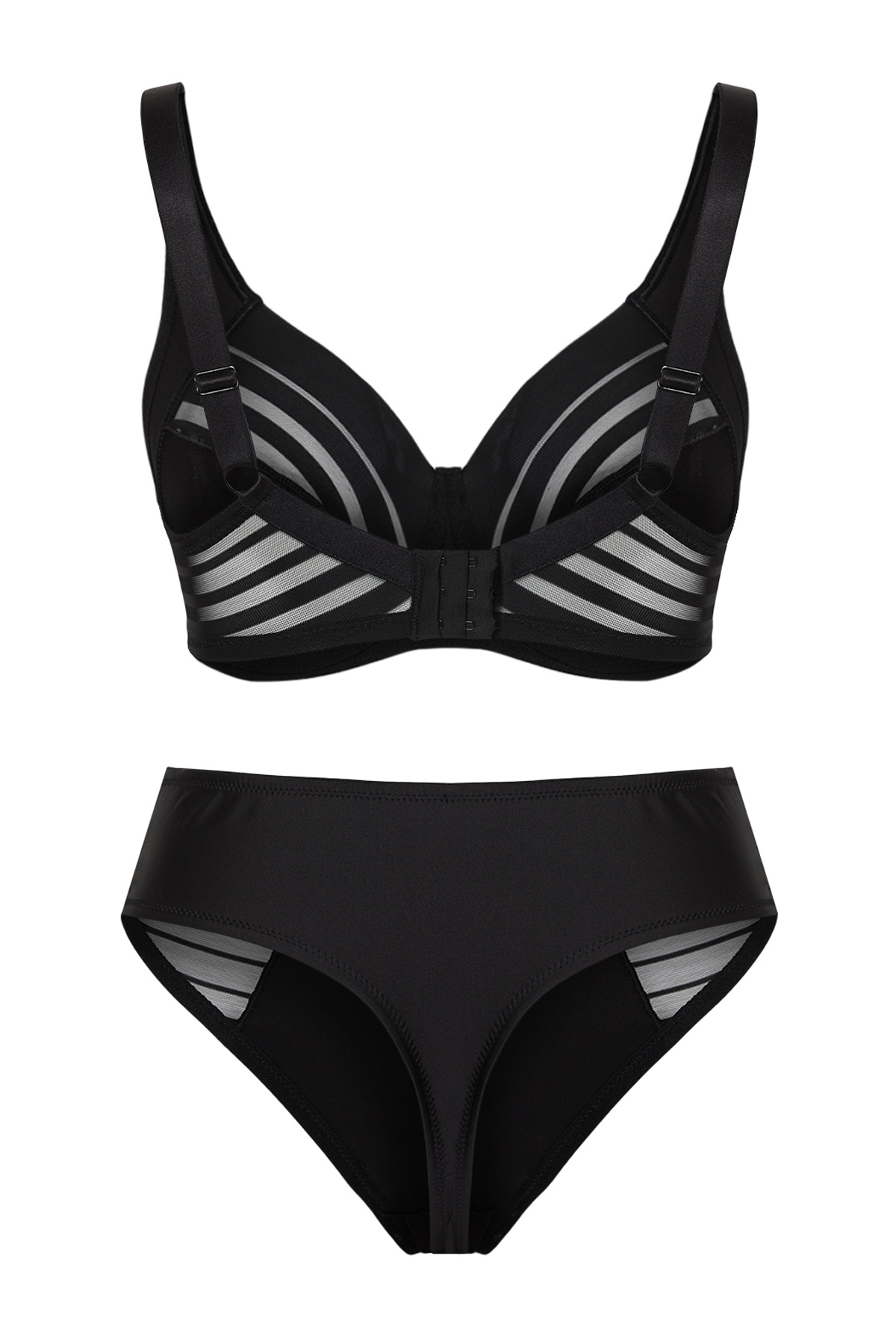 Trendyol Curve-Комплект нижньої білизни в чорну смужку Plus Size Underwire без кісточок TBBAW25DG00002 4