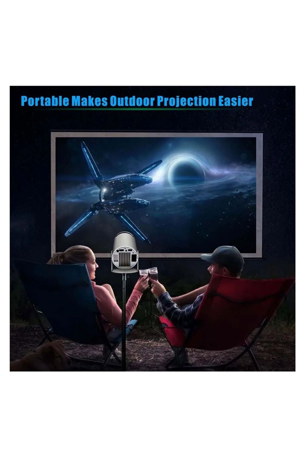 Resim Heaven House Taşınabilir Projeksiyon Cihazı Projektör Cihazı Mini Projeksiyon 4k Projeksiyon Cihazı 