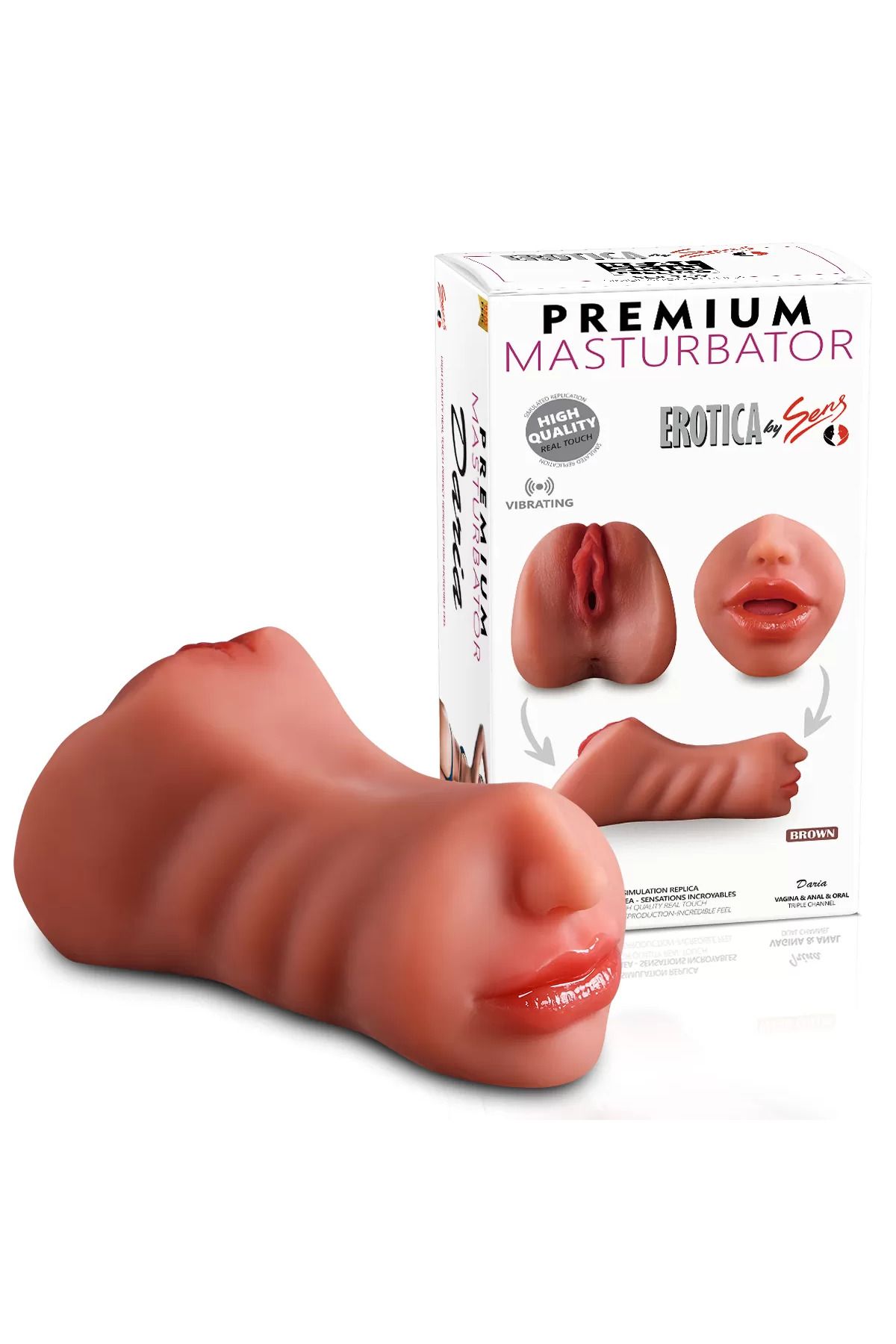 Premium Masturbator Daria - Realistik Dokulu Oral Anal Vajinal 3 in 1 Titreşimli Suni Vajina