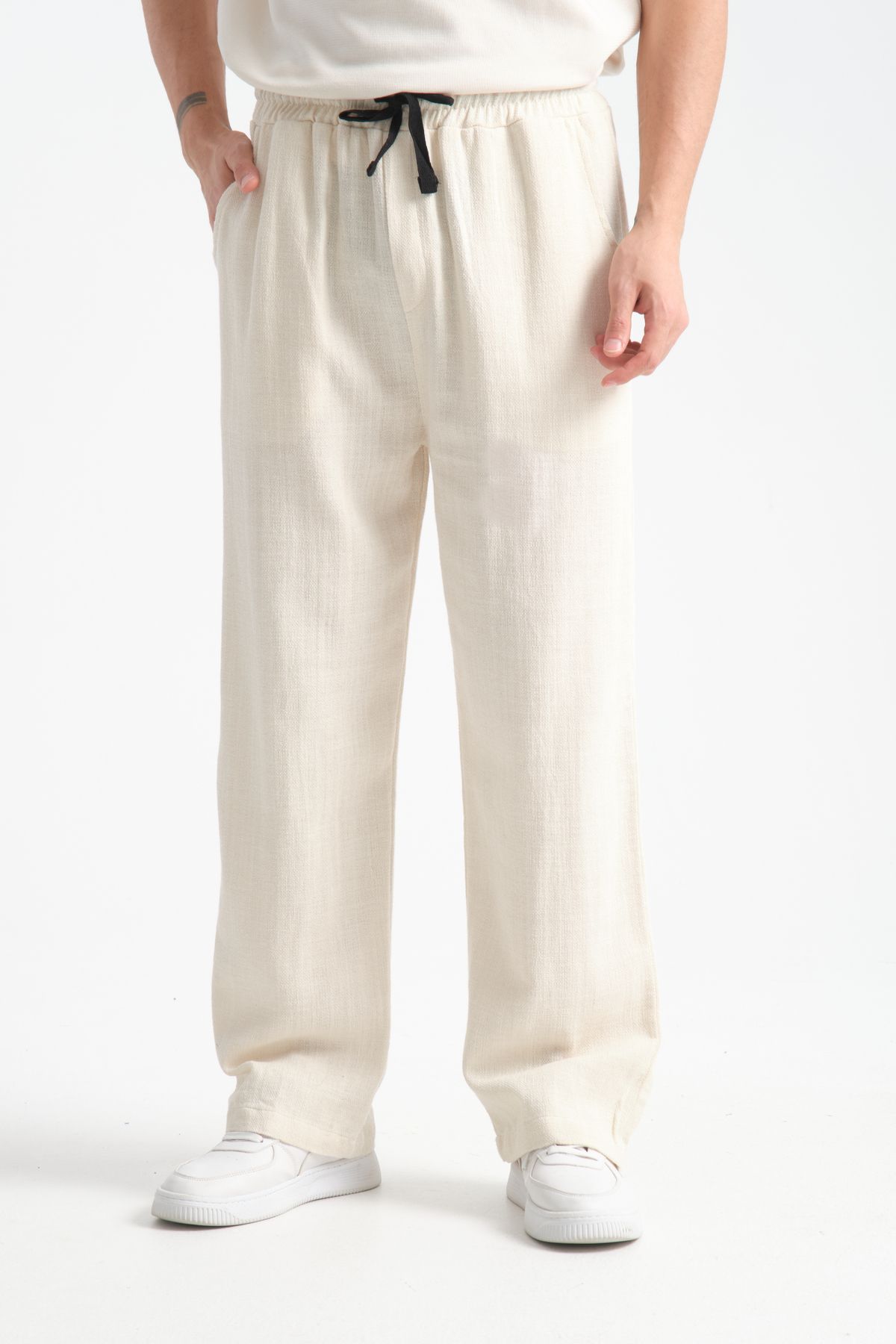 Vintage Inspired Elastic Waist Summer Loose Linen Pants 3671
