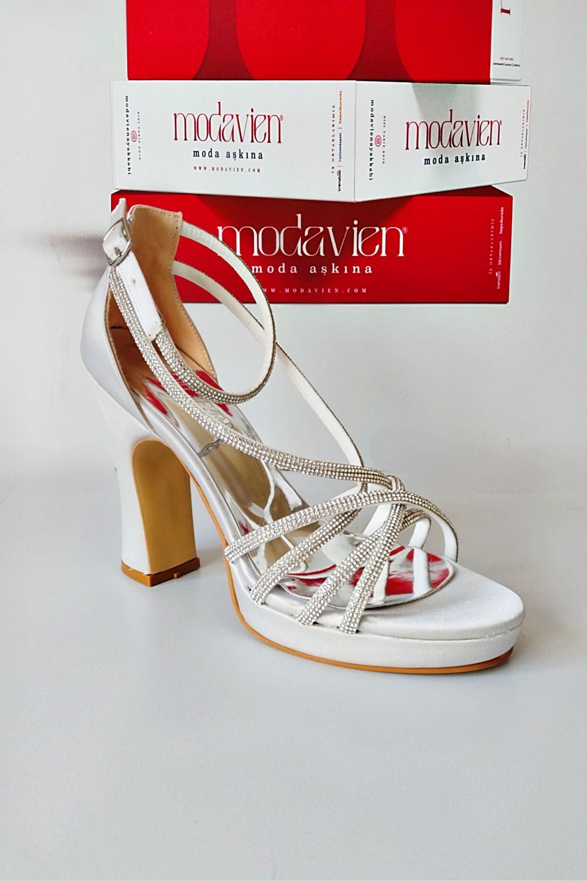 Modavien-Pantofi de dama argintii 10 cm satin stone cu platforma 2