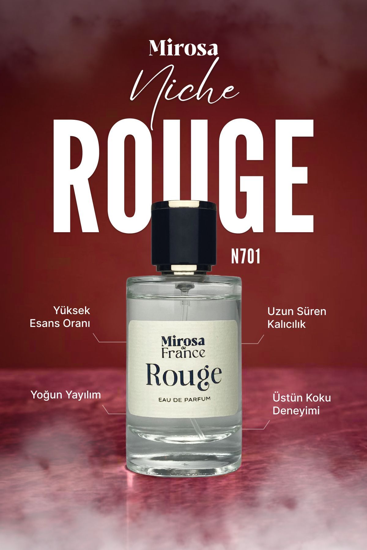 Rouge Niche Collection Yüksek Kalıcı Kadın Parfum Bakarat Edp Premium Kutu 50ml N701