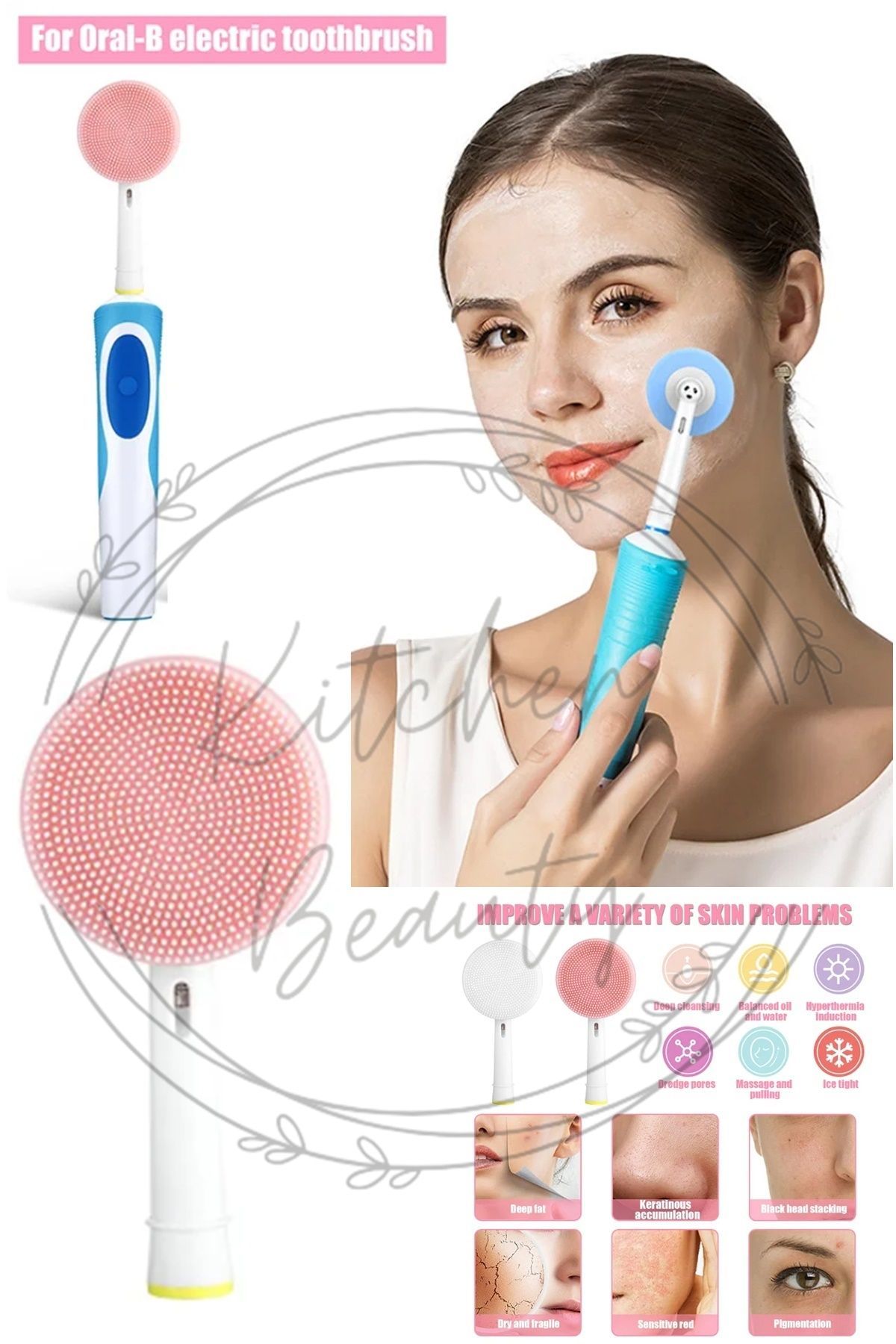 Kitchen Beauty Oral-b Şarjlı Ve Pilli Diş Fırçaları İçin Silikon Yüz Makyaj Temizleme Ve Masaj Aparatı