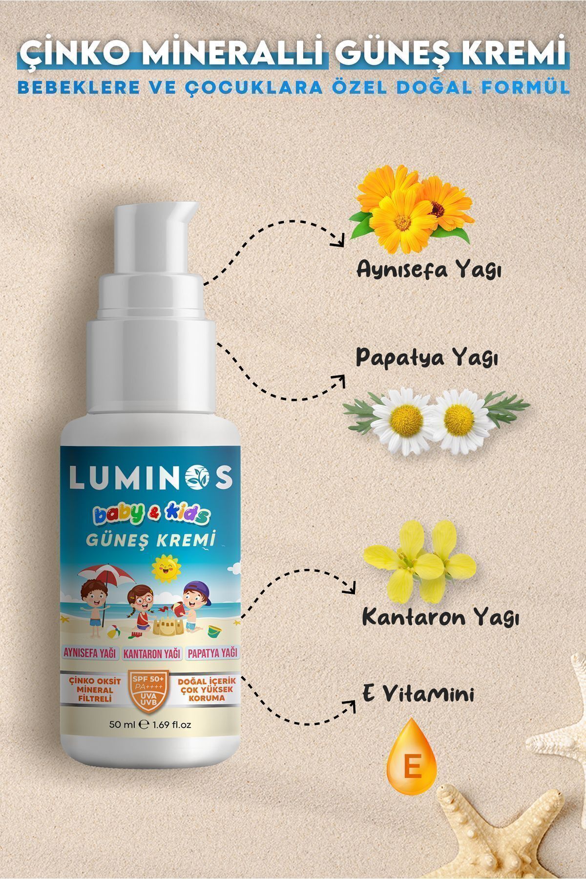 Natural Luminos Bebeklere Ve Çocuklara Özel Doğal Formül Spf 50 Güneş Kremi - 50ml fotoğrafı 5 (önizleme)
