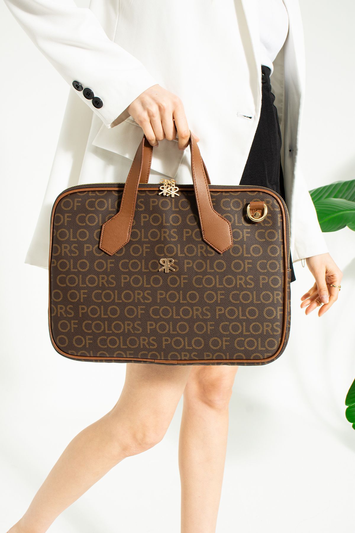 ImPolo-Joyce Brown Camel Printed Unisex Netbok and Briefcase 28X37 Size 1