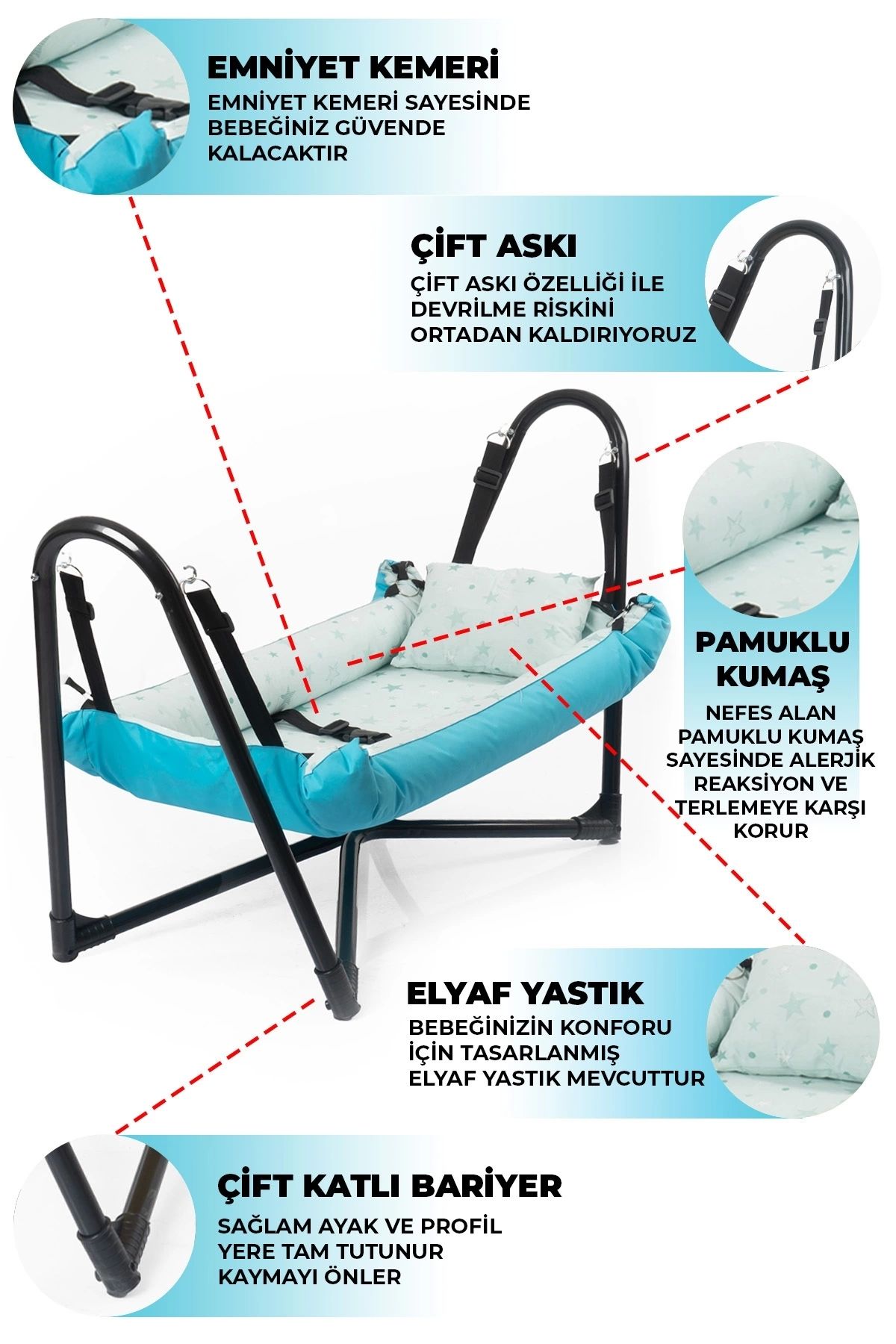 Plüton Bebek Hamak Lacivert
