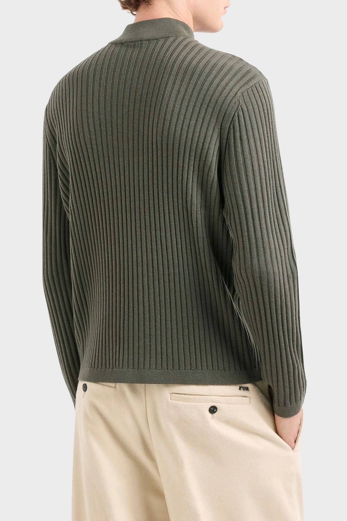 ژاکت نیم زیپ پایه دار پشمی اسلیم فیت ژاکت مردانه ژاکت 6D1MXP 1MKDZ 06K0 Emporio Armani