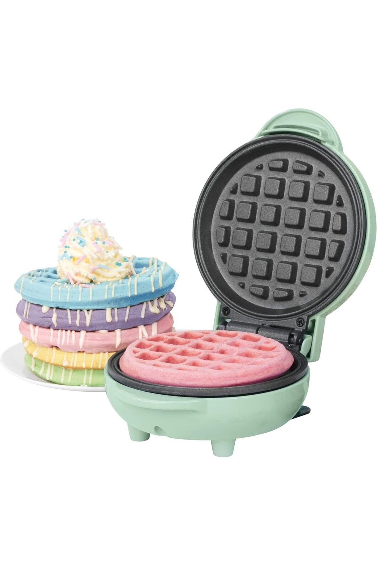 GILES POSNER Mini Waffle Makinesi, Yapışmaz, Belçika ve Amerikan Tarzı Waffle, 11,5cm