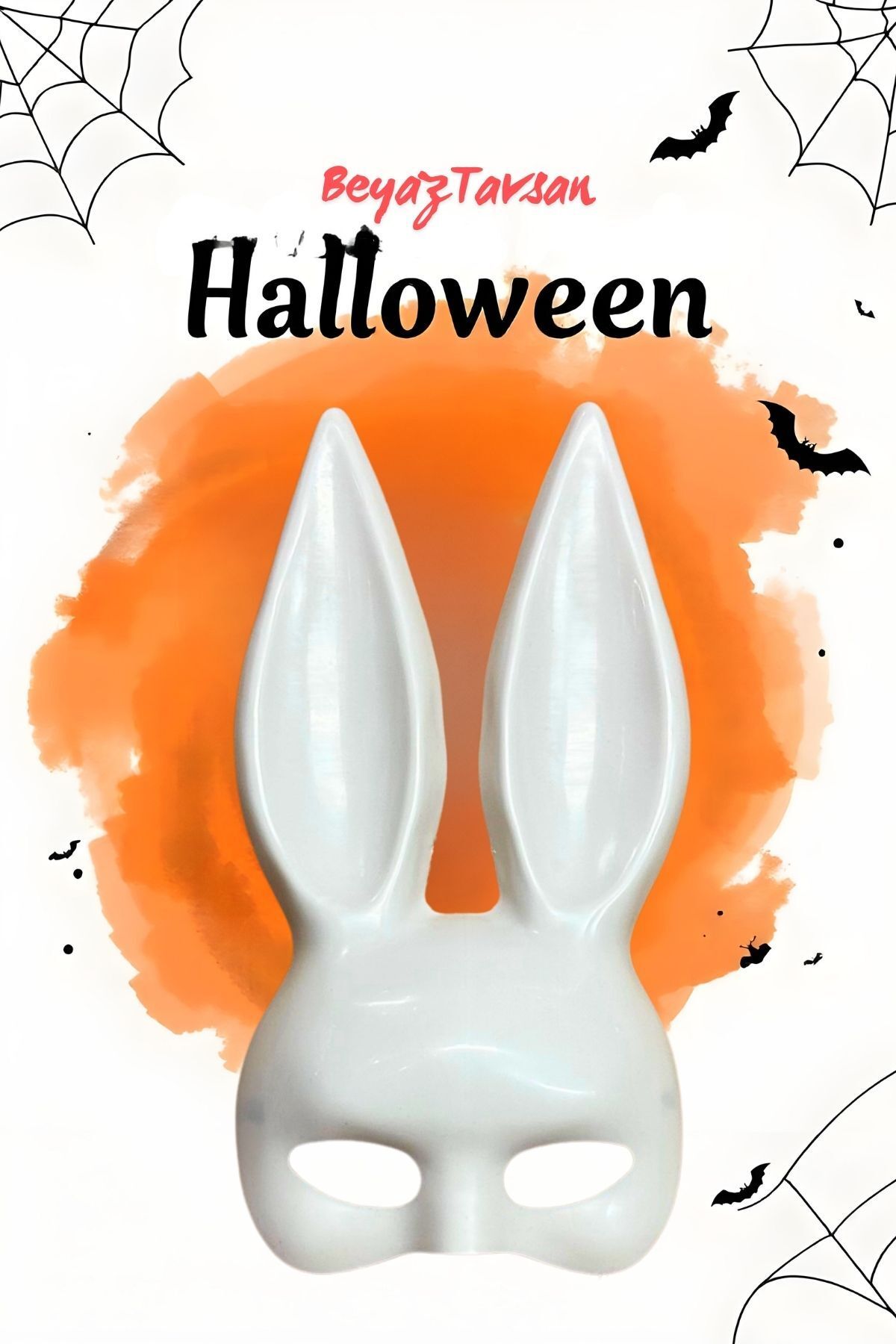 PARTİAVM Beyaz Tavşan Maskesi, Cadılar Bayramı Tavşan Maskesi, Scary Bunny Mask, Partiler İçin Tavşan Maskesi