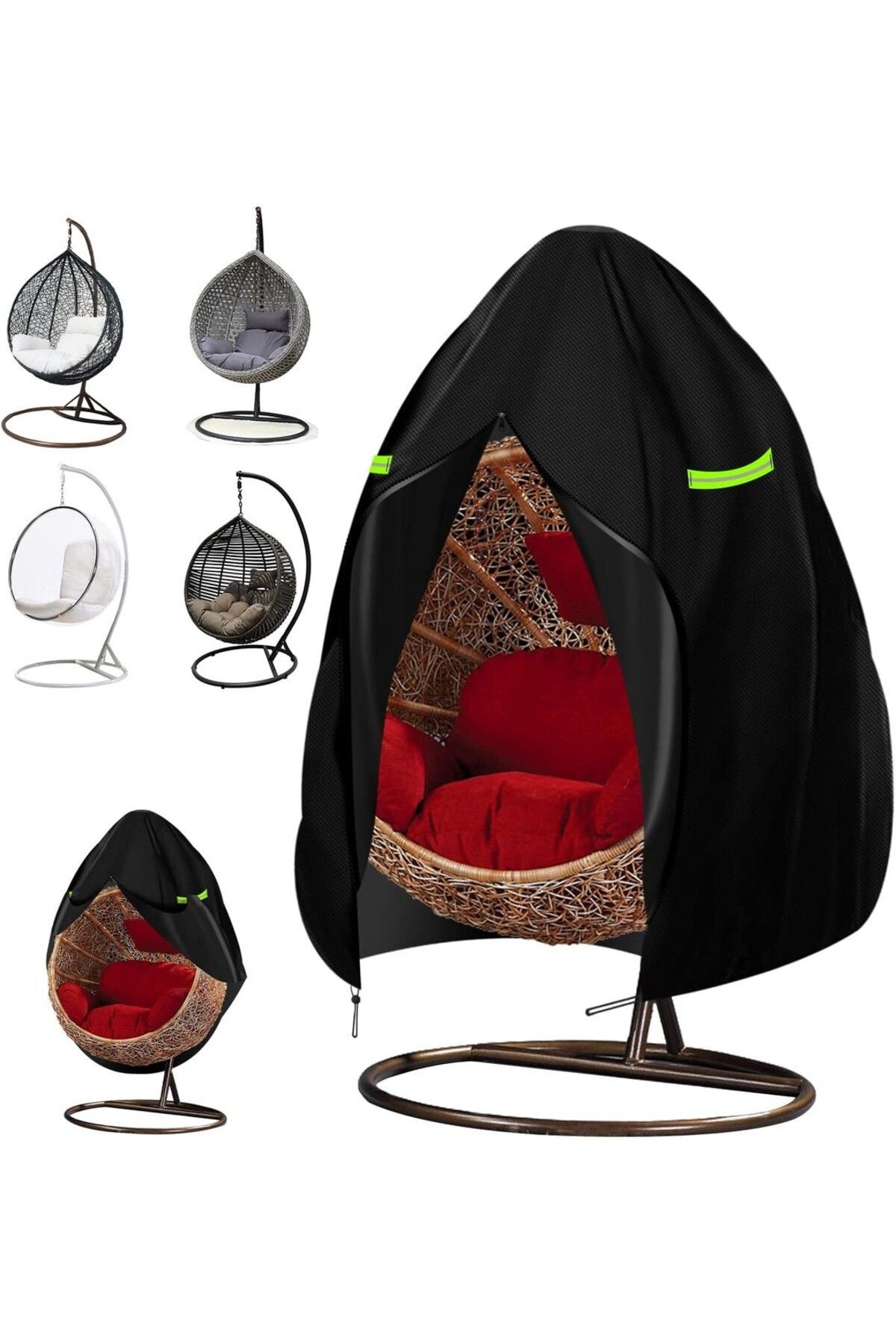 VARSTHREE Askılı Sandalye Kılıfı, 115 x 190 cm, Su Geçirmez ve Anti-UV Fermuarlı Siyah