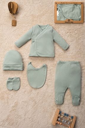 Mai Perla Düz Renk Organik Pamuk Kutulu 5 Parça Hastane Çıkış Seti