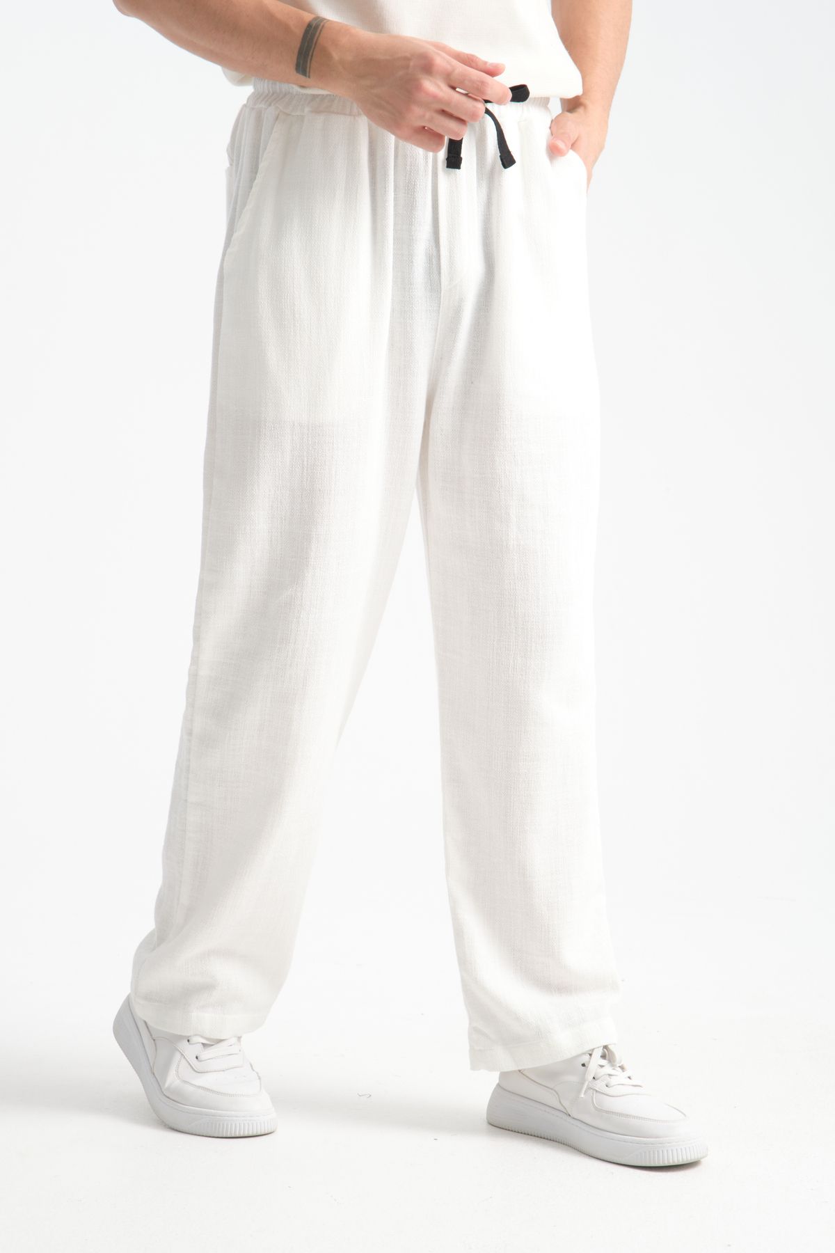 Thicked Erkek Kalın Baggy Keten Görünümlü Rahat Pantolon Bol Paça Yeni Sezon — 4