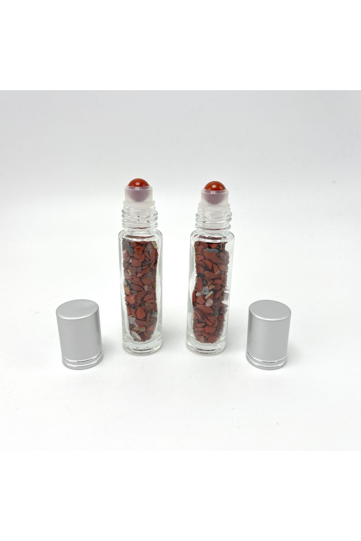 Sertifikalı Kırmızı Jasper Doğal Taş Esans Şişesi ve Roller Masaj Aleti 10ml — سفید ydtma17 — تصویر 5 از 6