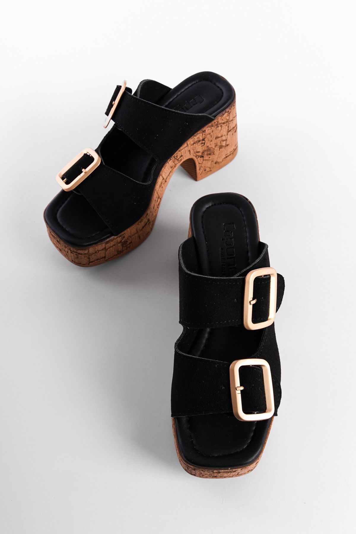دمپایی مشکی زنانه گروه دو باند مبتنی بر سکوی قارچ Capone Outfitters
