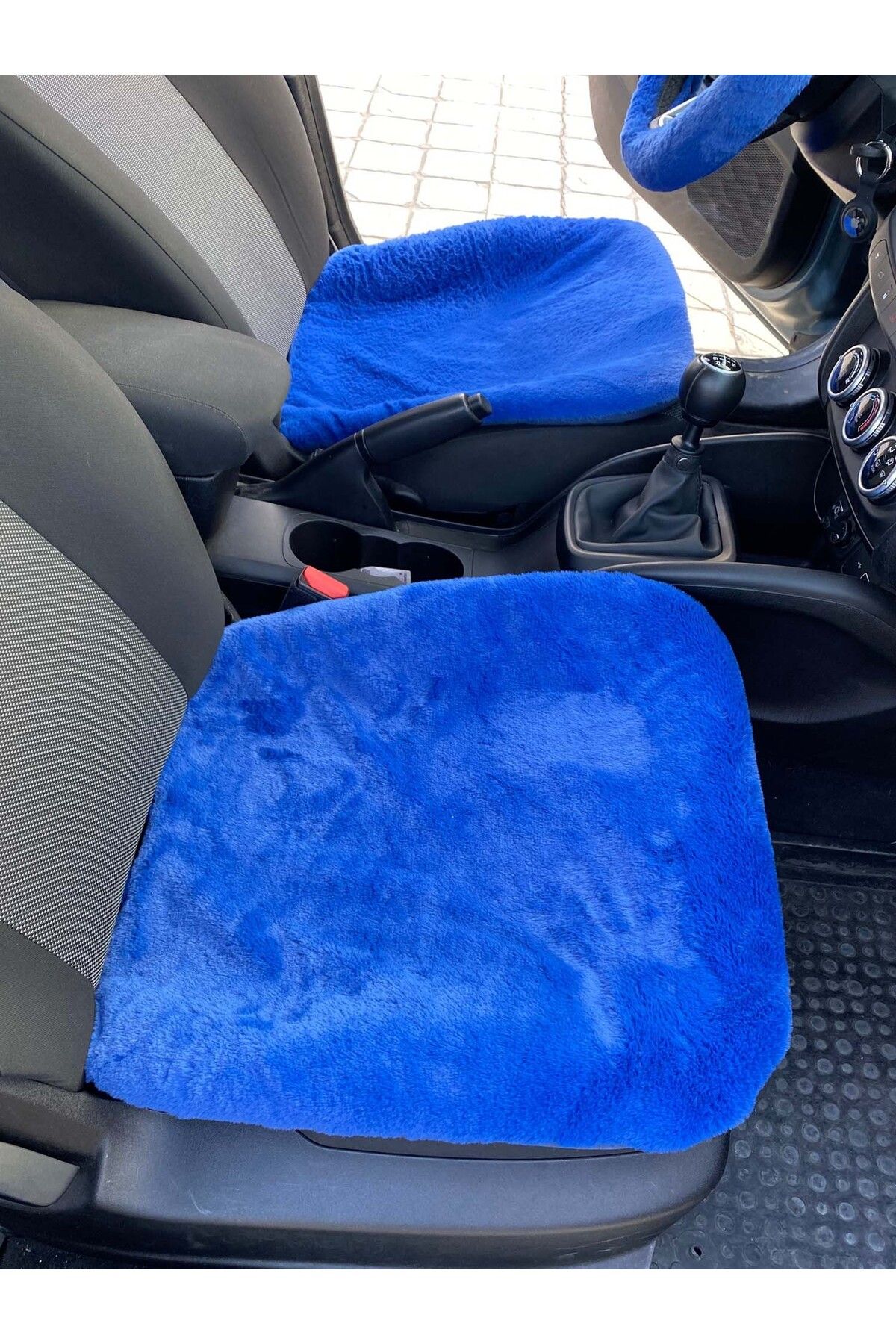 Oto Aksesuarcım Yumuşak Tüylü Peluş Serme Oto Koltuk Koruyucu Minder Ön Arka Mavi fotoğrafı 2 (önizleme)