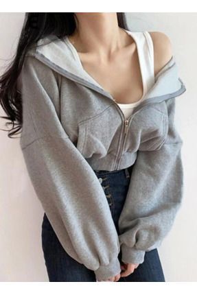 BROOD s Gri Kapu onlu Kal n K l k Crop H rka Fiyat Yorumlar Trendyol