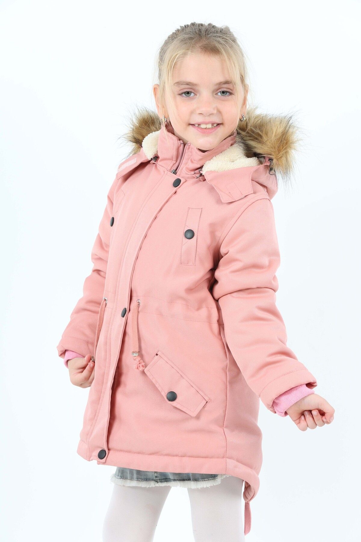 جانوک کاپشن خزدار بلند ضد آب زمستانی یونیسکس بچه‌گانه، مناسب برای ۶ تا ۱۵ سال