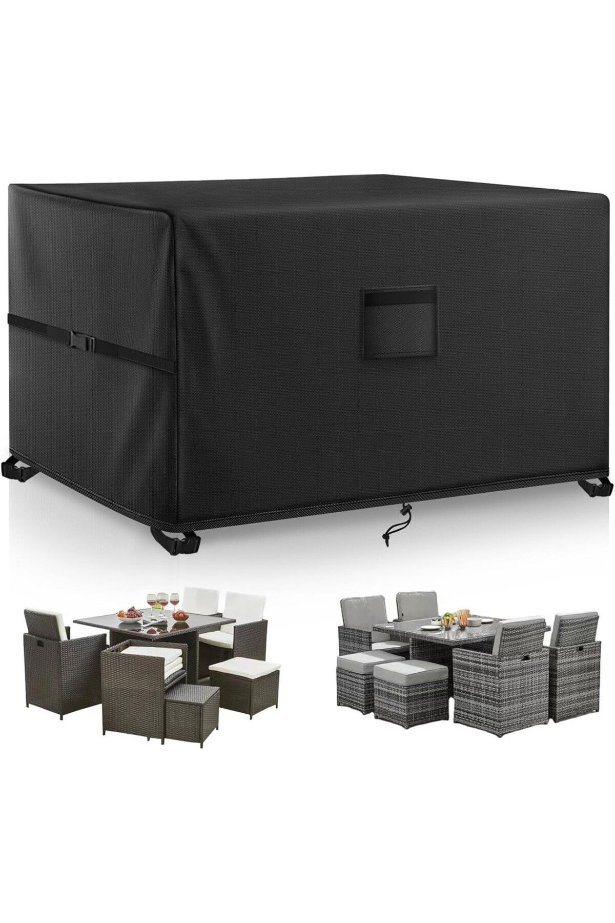 VARSTHREE Bahçe Mobilyası Örtüsü 135 x 135 x 74 cm, Su Geçirmez, Rüzgar Geçirmez