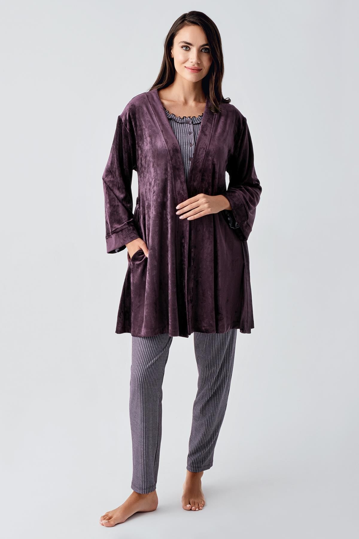 Artış Set De Pijamale De Maternitate, Elastic, Cu Mâneci Lungi, Cu Guler Pentru Bebeluși Femeie - M