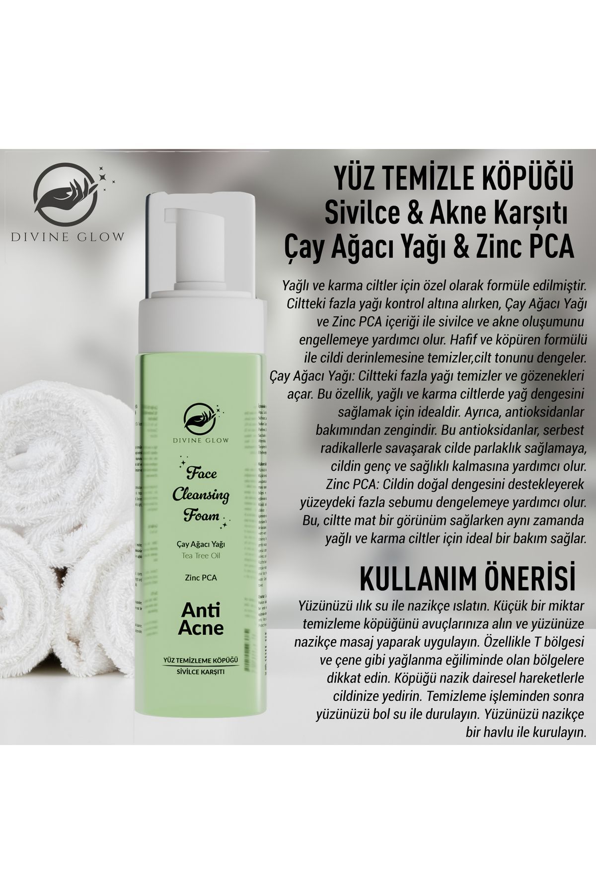 Divine Glow-200 ml Tea Tree Oil and Zinc Pca Facial Cleansing Foam for Oily and Combination Skin 4
