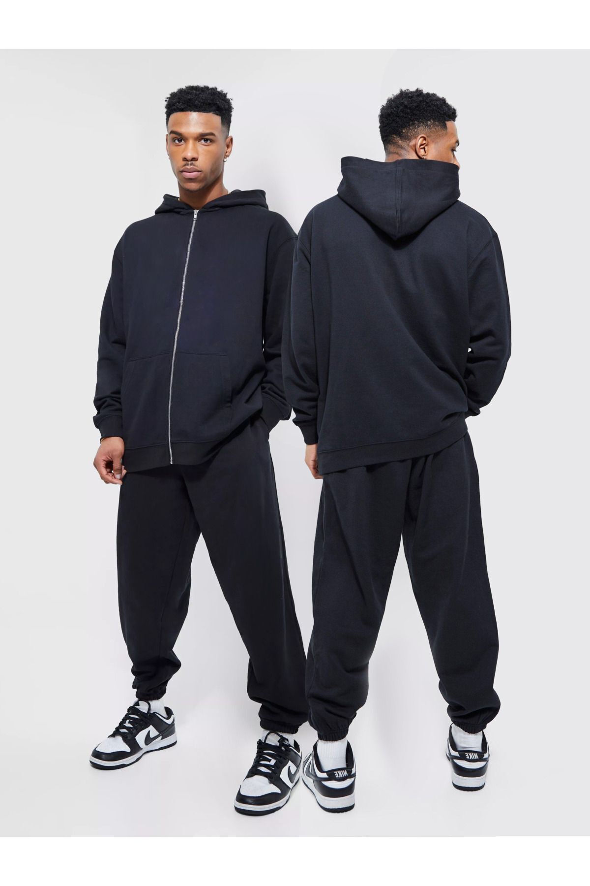 Pink Sky Erkek Kapüşonlu Fermuarlı Sweatshirt Alt-Üst Eşofman Takımı