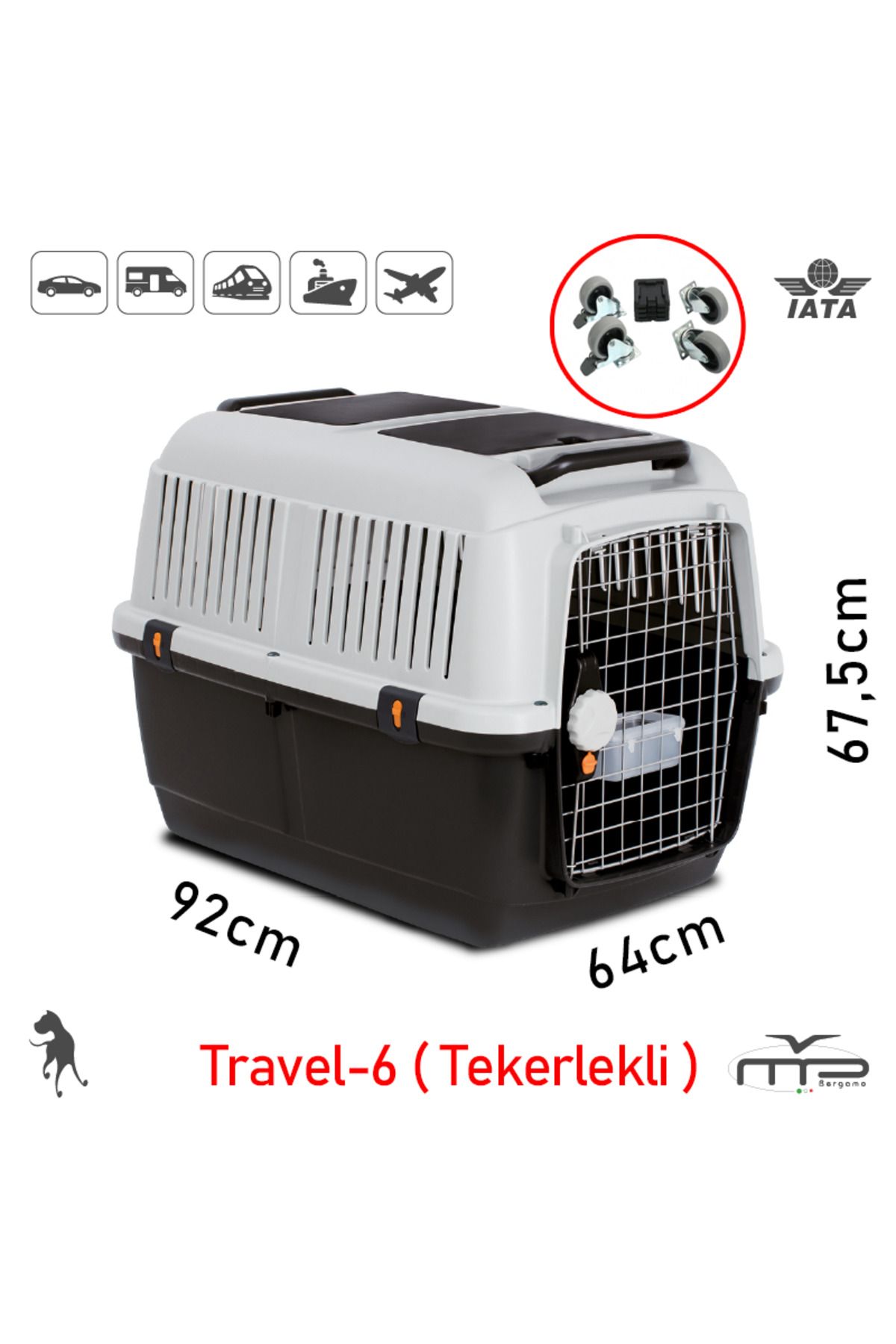 Genel Markalar Wojer Bracco Travel 6 Premium Lüx Kedi Köpek Seyahat Ve Taşıma Kafesi (92*64*67.5CM) (TEKERLEKLİ)