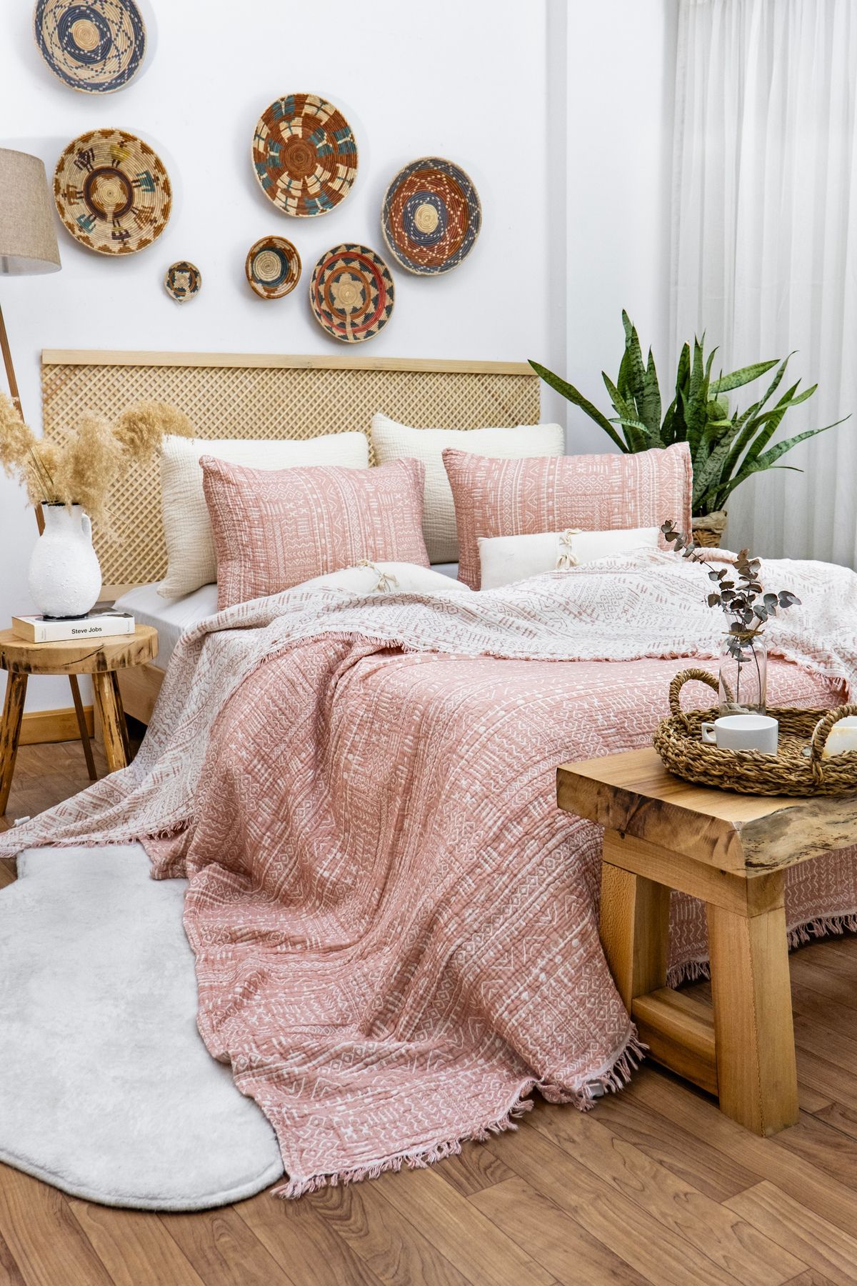 destinyhometex-Aztec Patterned Single Bedspread - 160X240Cm/50X70Cm, 4 Layers, Multi Muslin, 100% Cotton 2