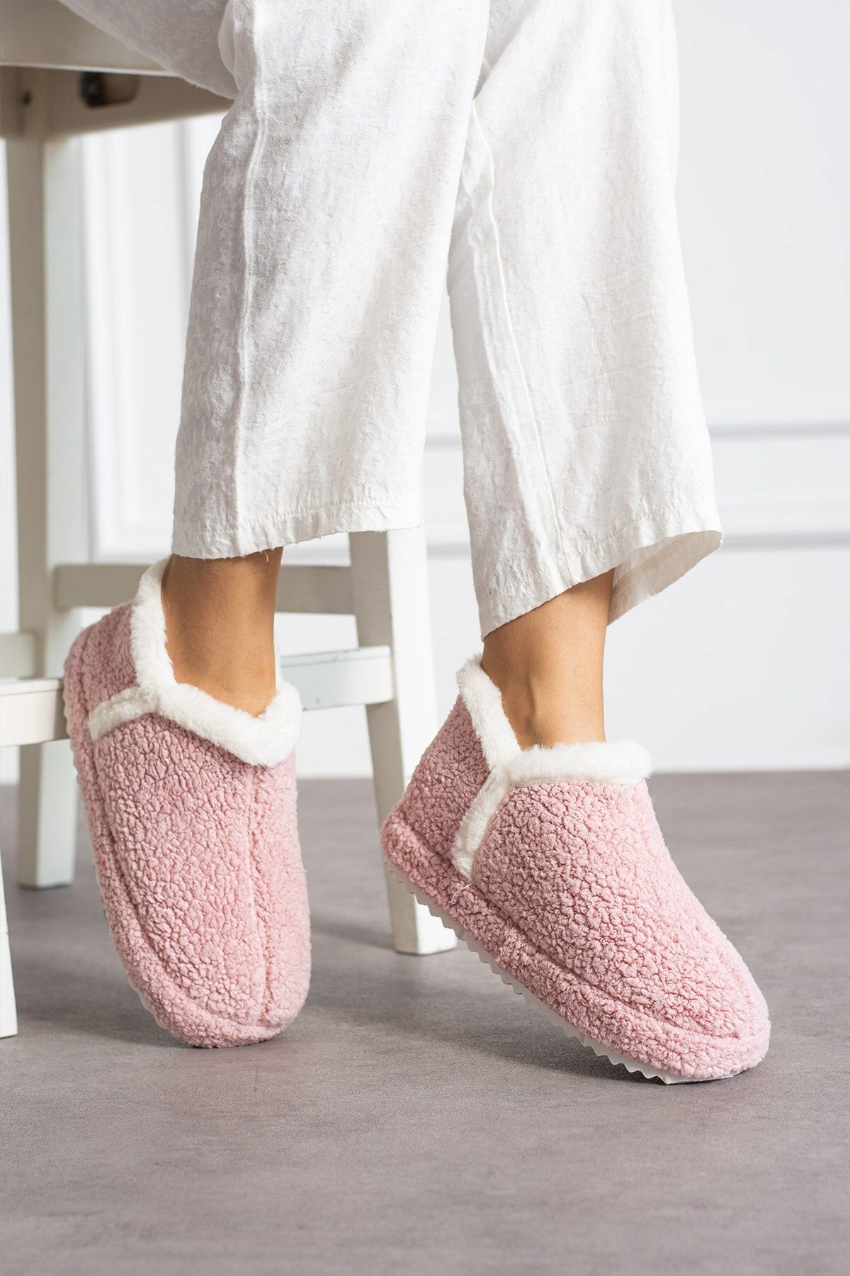 اینجیm دمپایی زنانه راحت صورتی کامفی بوت، دمپایی بلند زمستانی خانگی، دمپایی مهمان هدیه و جهیزیه