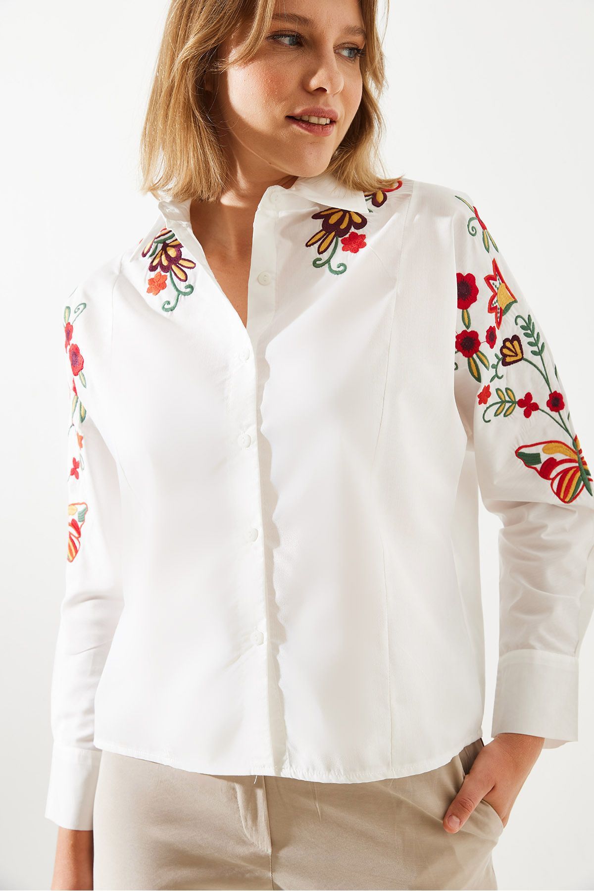 Bianco Lucci-Damen-Hemd aus Leinen mit Stickerei 60251781 5