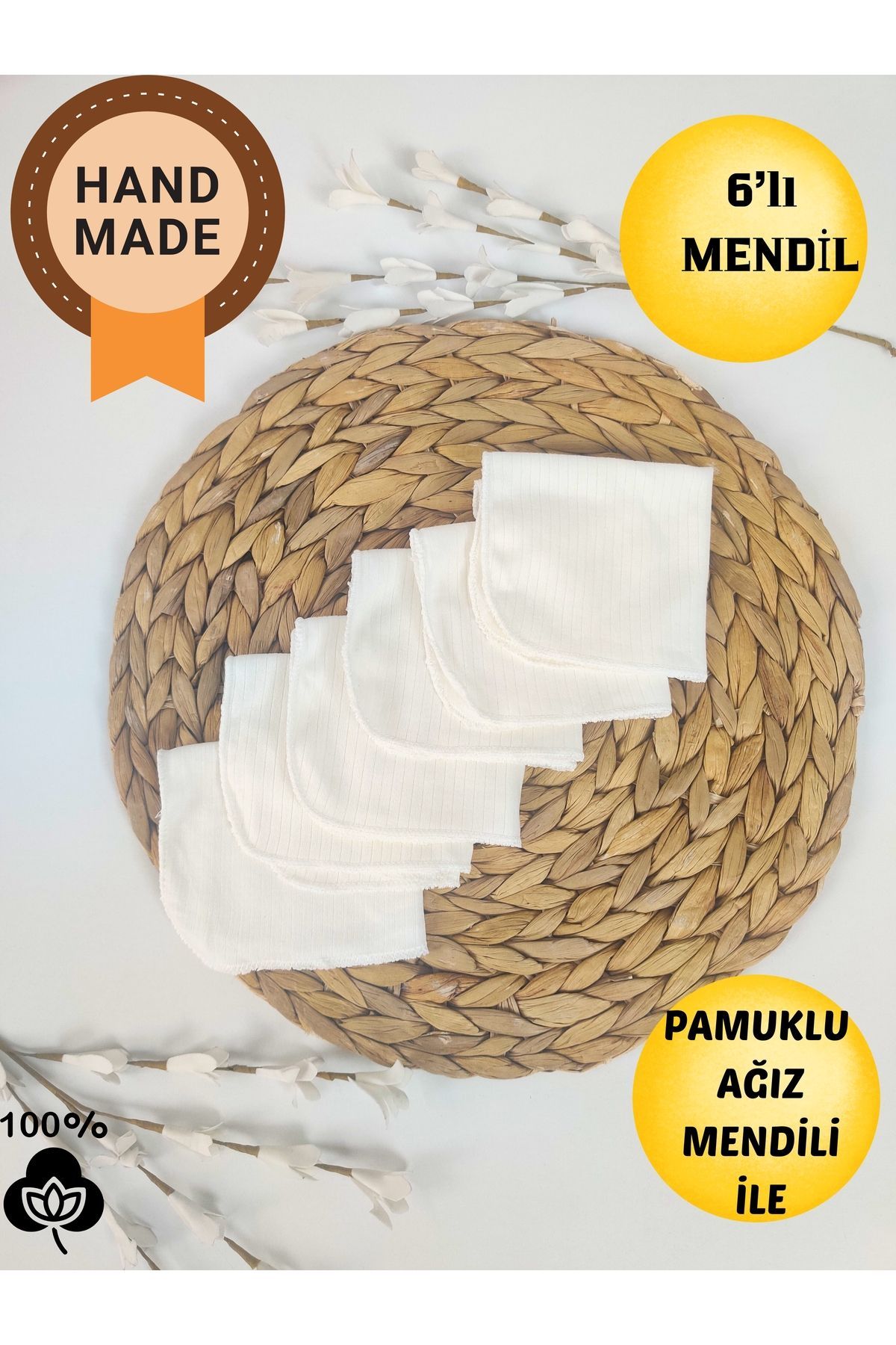 6'LI KIZ ERKEK BEBEK AĞIZ MENDİLİ %100 PAMUKLU KUMAŞ TEMİZLEME BEZİ YENİDOĞAN TER BEZİ