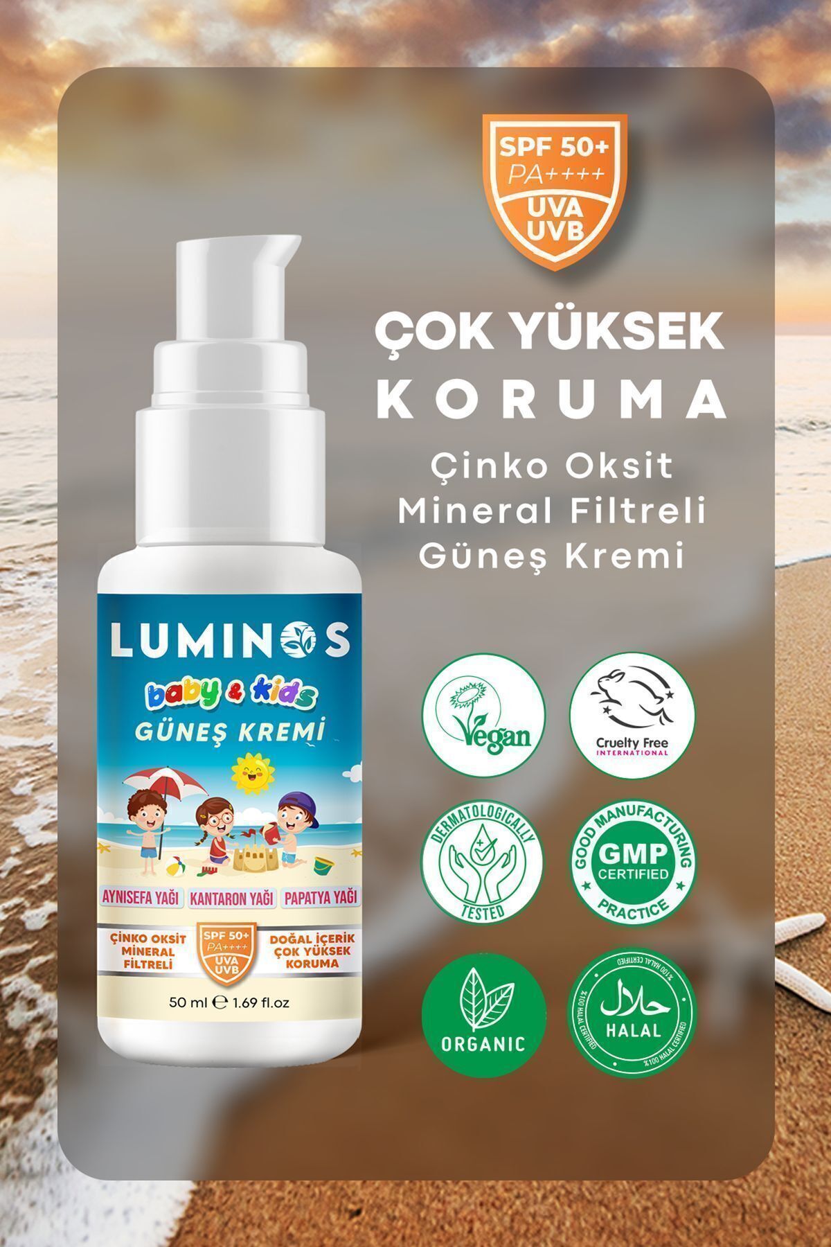 Natural Luminos Bebeklere Ve Çocuklara Özel Doğal Formül Spf 50 Güneş Kremi - 50ml fotoğrafı 7 (önizleme)