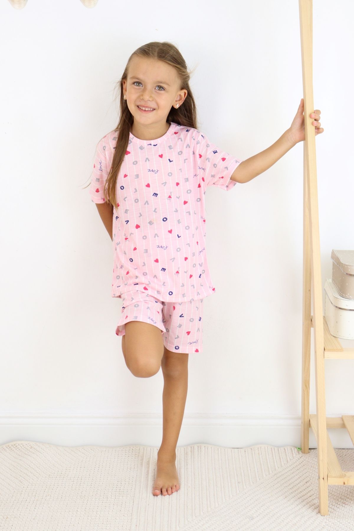 Harika KIDS-Girl's Pajama Set with Shorts - Cotton Combed Fabric 7