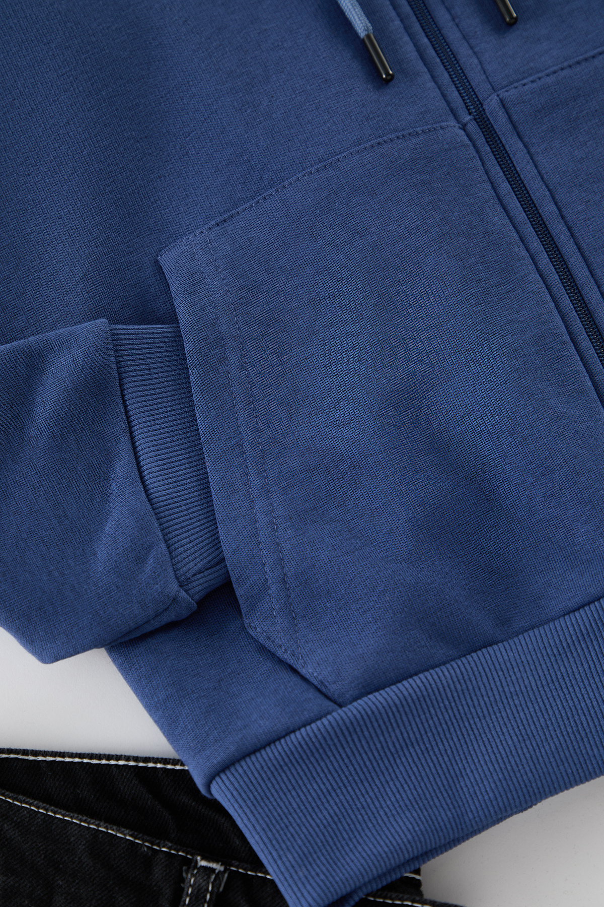 Kolekcia Trendyol-Indigo Oversize/Wide Cut Mikina s kapucňou a zipsom Hrubá Basic Nezmontovaná mikina-Kardigan TMNAW22SW0620 7