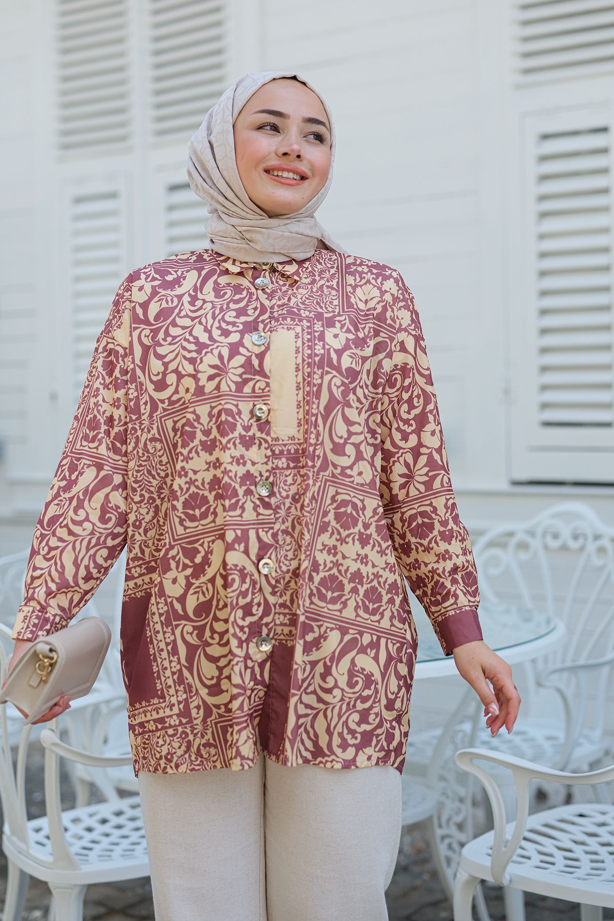 پیراهن پوشیده زرد الگوی قومی اورجینال LOCCO